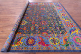 Blue Square Persian Tabriz Hand Knotted Wool & Silk Rug - 12' 0" X 12' 0" - Golden Nile