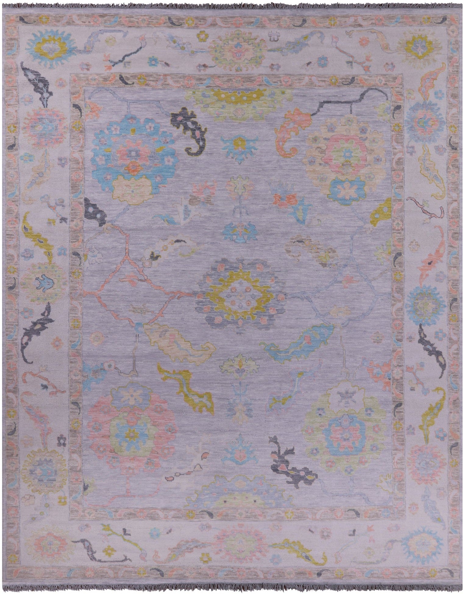 Grey Turkish Oushak Hand Knotted Wool Rug - 12' 1" X 14' 10" - Golden Nile