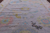 Grey Turkish Oushak Hand Knotted Wool Rug - 12' 1" X 14' 10" - Golden Nile