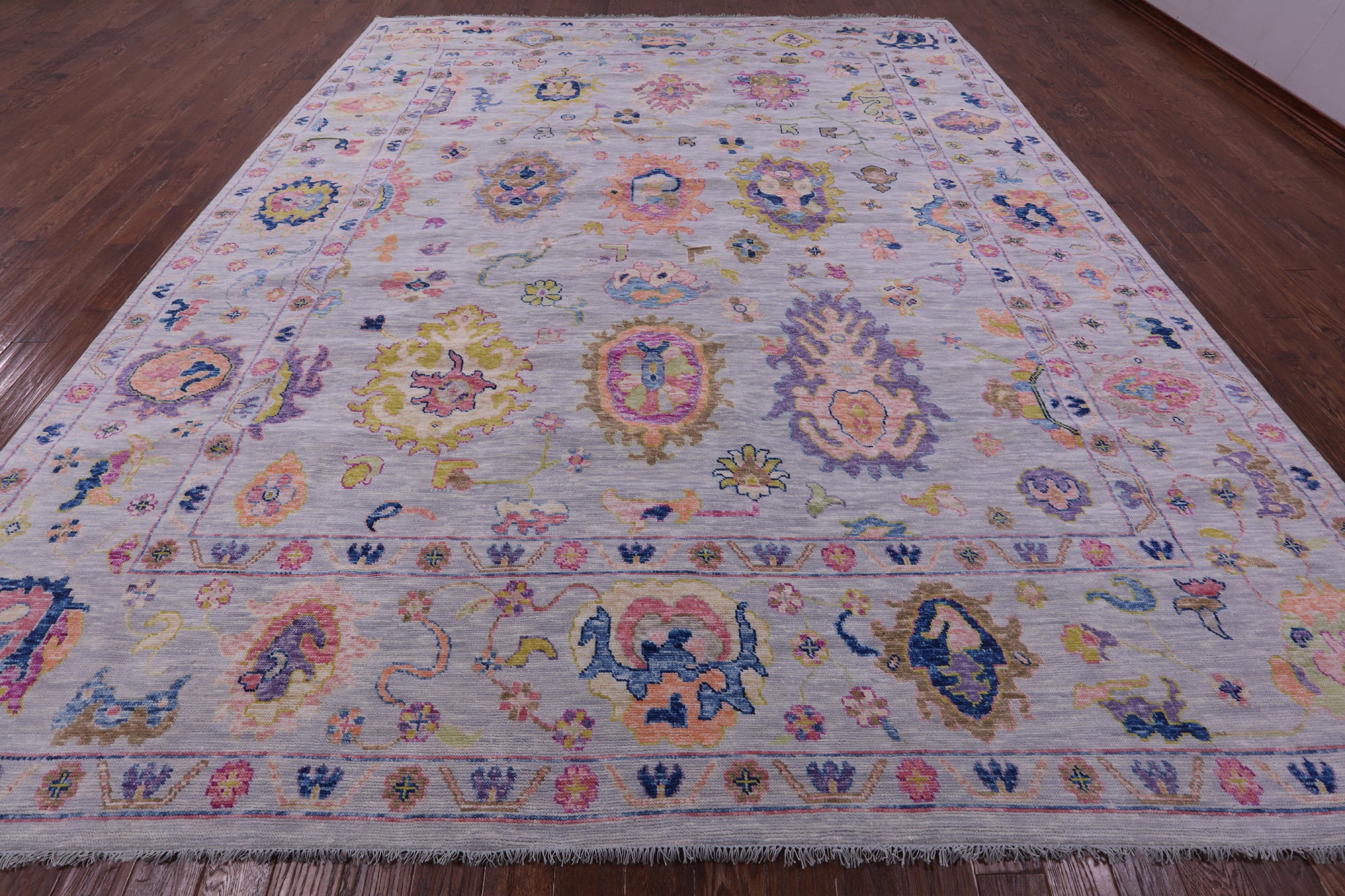 Grey Turkish Oushak Hand Knotted Wool Rug - 12' 2" X 14' 9" - Golden Nile