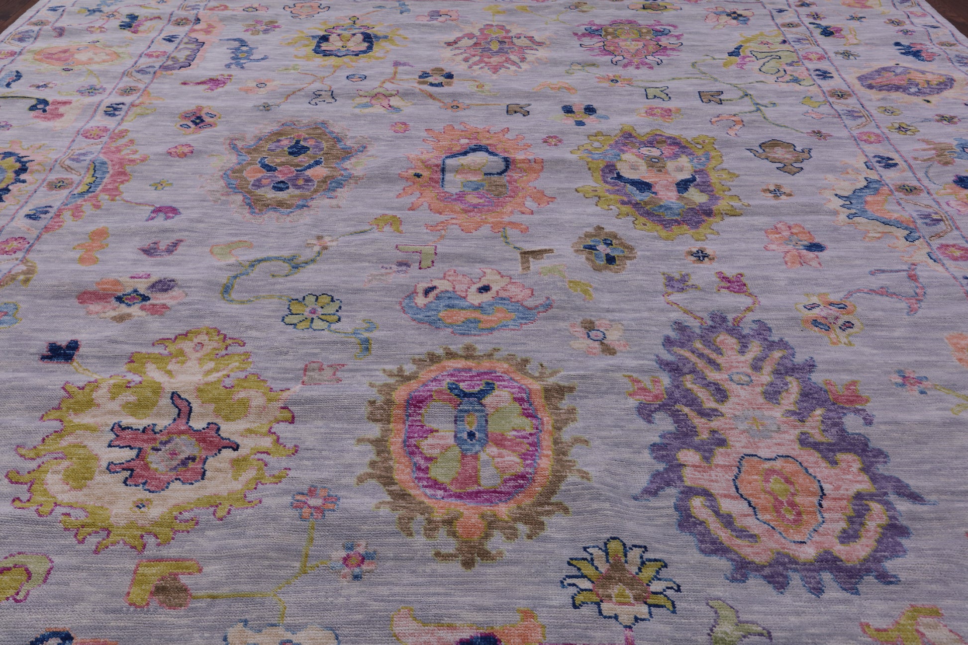 Grey Turkish Oushak Hand Knotted Wool Rug - 12' 2" X 14' 9" - Golden Nile