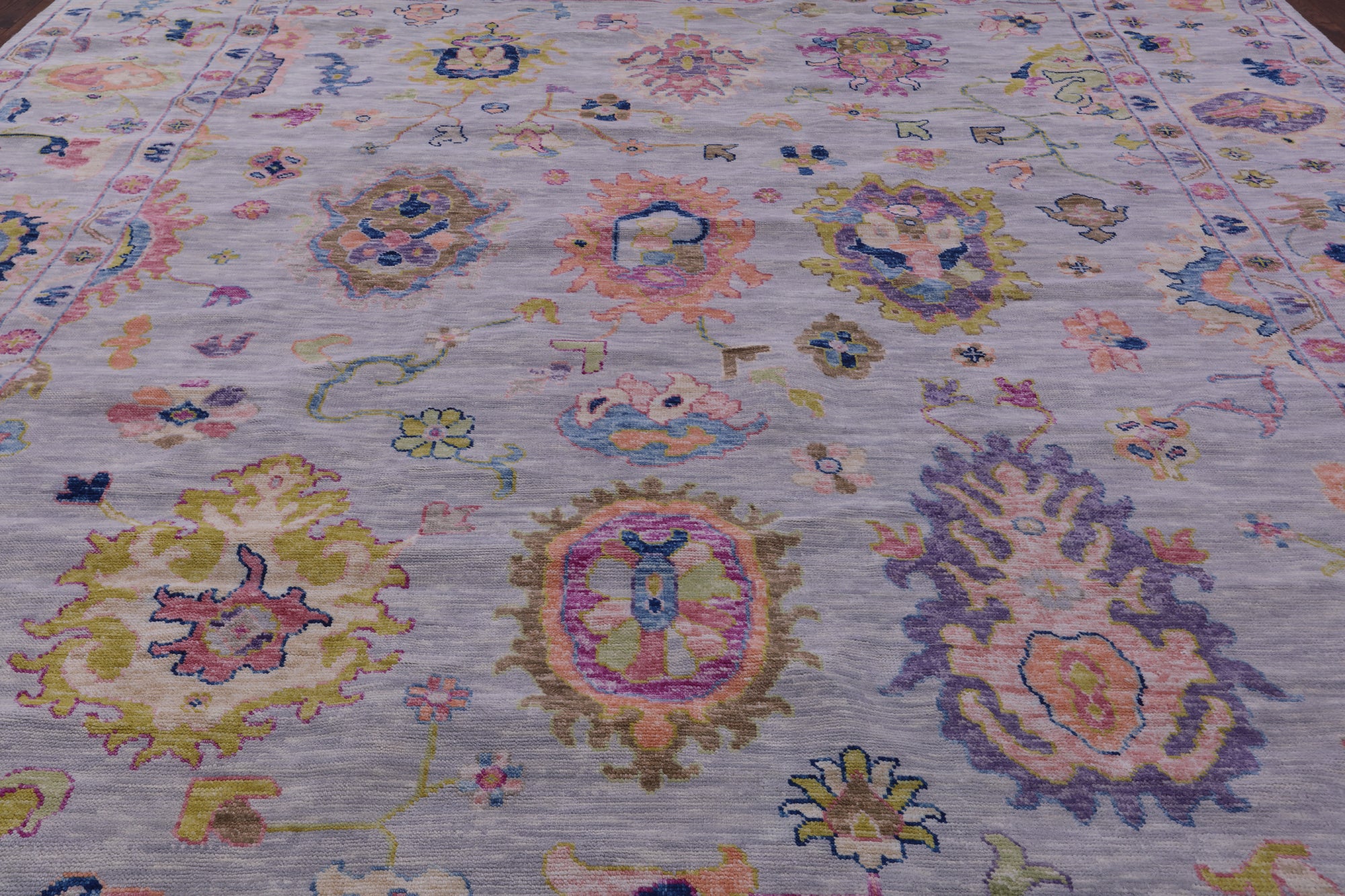 Grey Turkish Oushak Hand Knotted Wool Rug - 12' 2" X 14' 9" - Golden Nile
