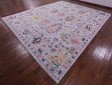 Grey Turkish Oushak Hand Knotted Wool Rug - 12' 2" X 14' 9" - Golden Nile