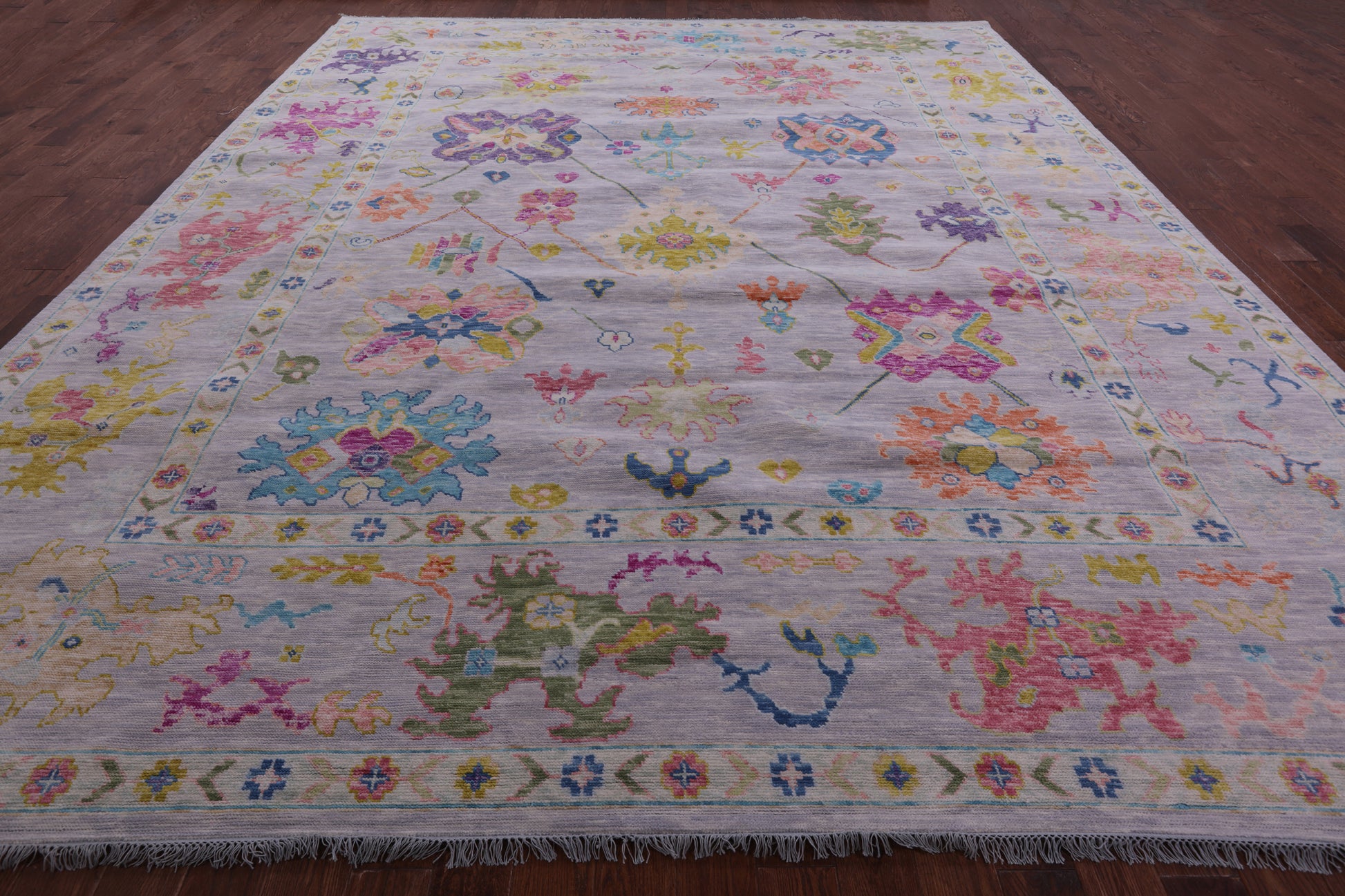 Grey Turkish Oushak Handmade Wool Rug - 12' 2" X 14' 9" - Golden Nile