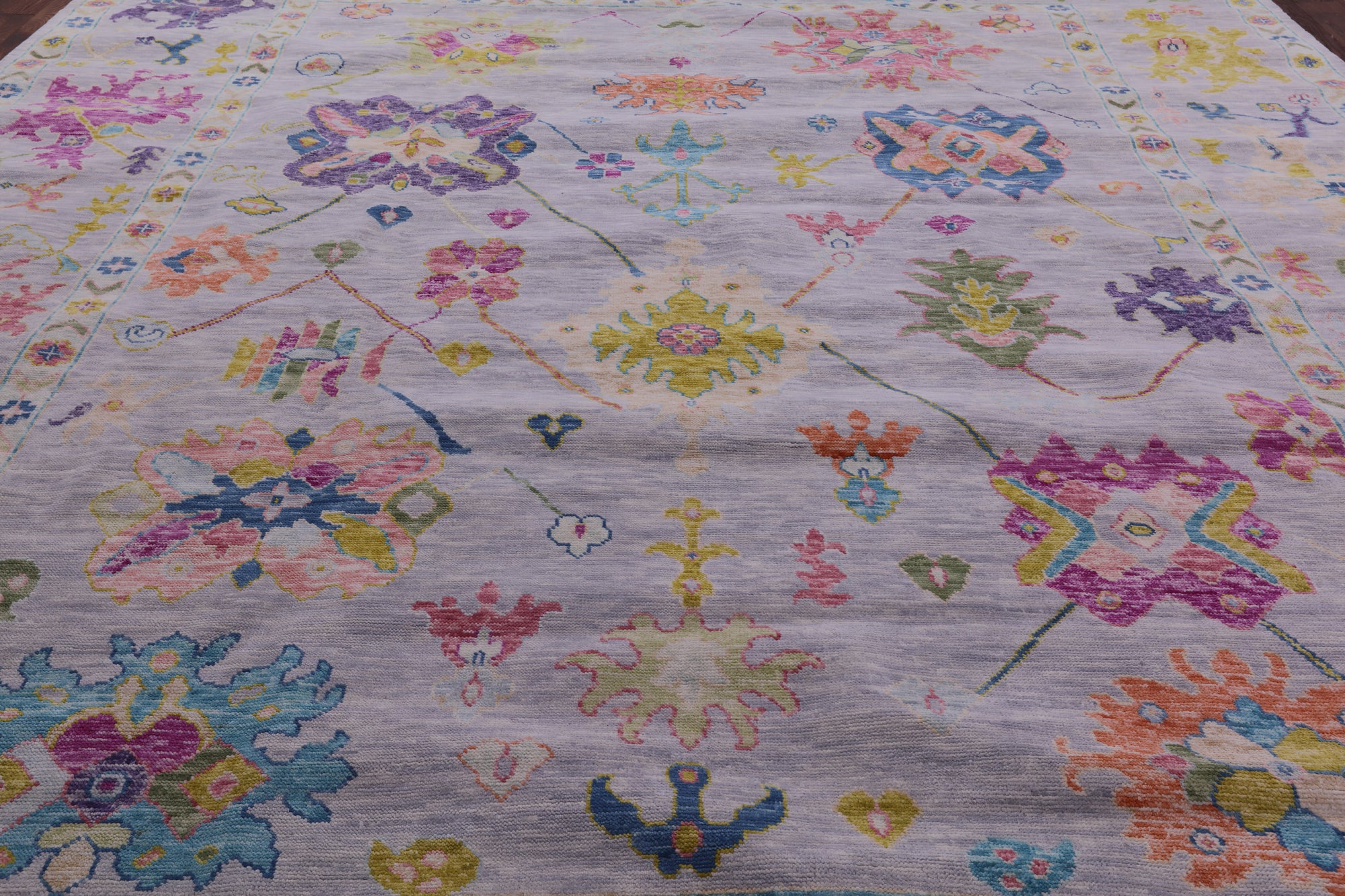 Grey Turkish Oushak Handmade Wool Rug - 12' 2" X 14' 9" - Golden Nile