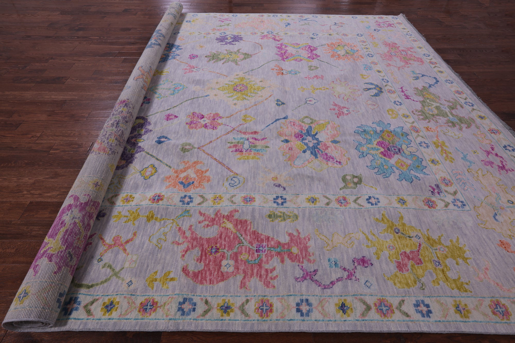 Grey Turkish Oushak Handmade Wool Rug - 12' 2" X 14' 9" - Golden Nile