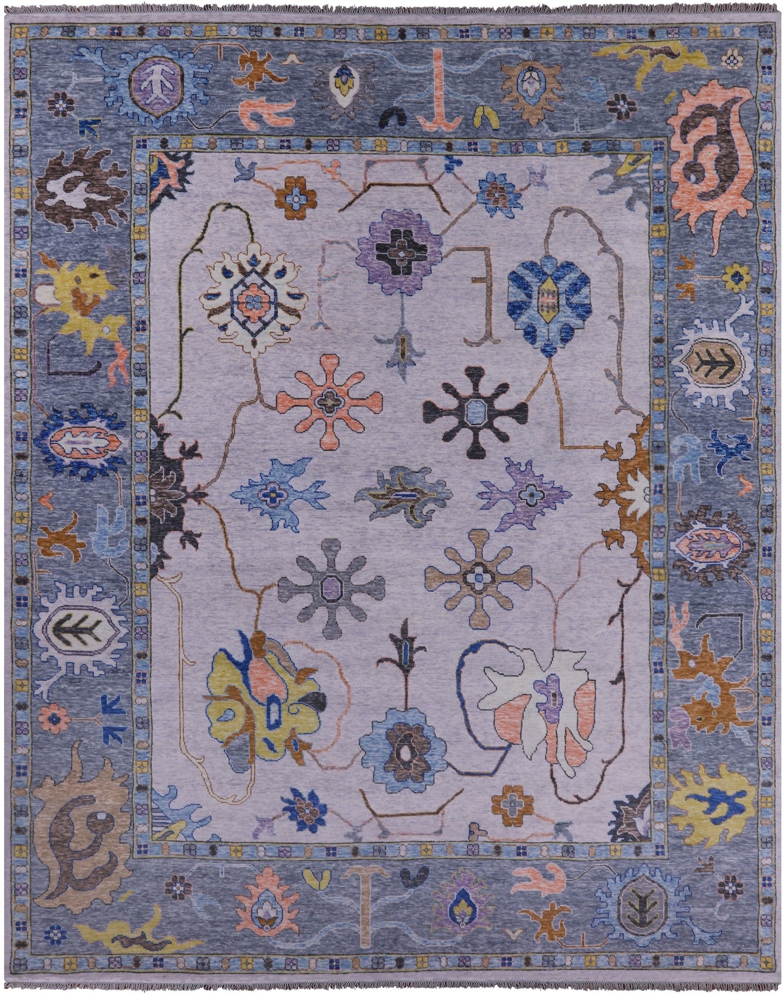Grey Turkish Oushak Hand Knotted Wool Rug - 12' 3" X 14' 10" - Golden Nile