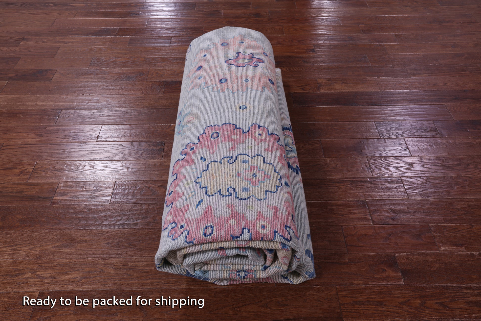 Light Blue Turkish Oushak Hand Knotted Wool Rug - 12' 0" X 14' 10" - Golden Nile
