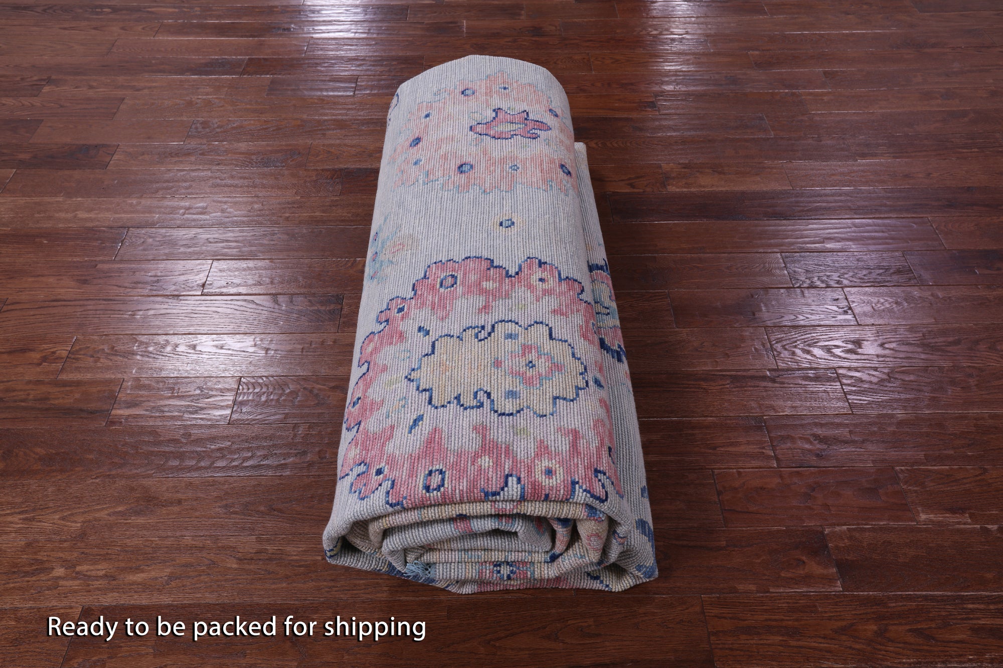 Light Blue Turkish Oushak Hand Knotted Wool Rug - 12' 0" X 14' 10" - Golden Nile