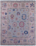 Light Blue Turkish Oushak Hand Knotted Wool Rug - 12' 0" X 14' 10" - Golden Nile