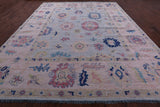 Light Blue Turkish Oushak Hand Knotted Wool Rug - 12' 0" X 14' 10" - Golden Nile