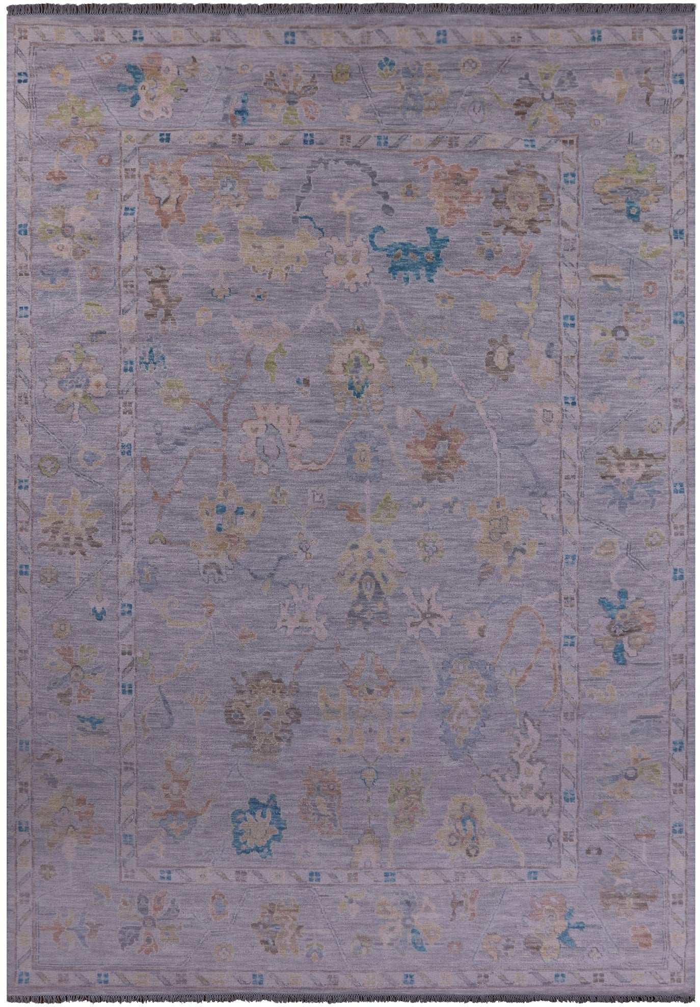 Silver Turkish Oushak Hand Knotted Wool Rug - 9' 11" X 13' 10" - Golden Nile