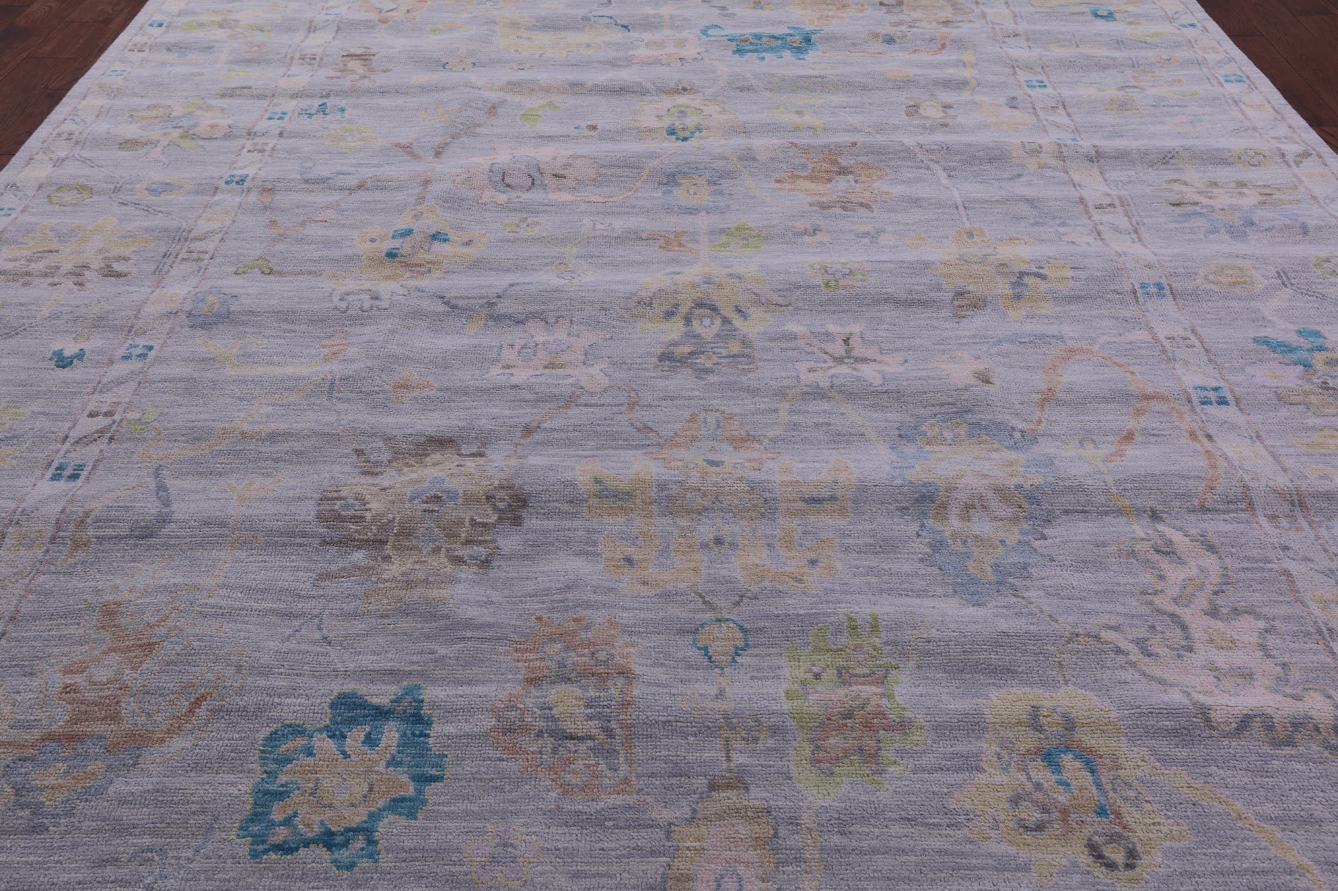 Silver Turkish Oushak Hand Knotted Wool Rug - 9' 11" X 13' 10" - Golden Nile