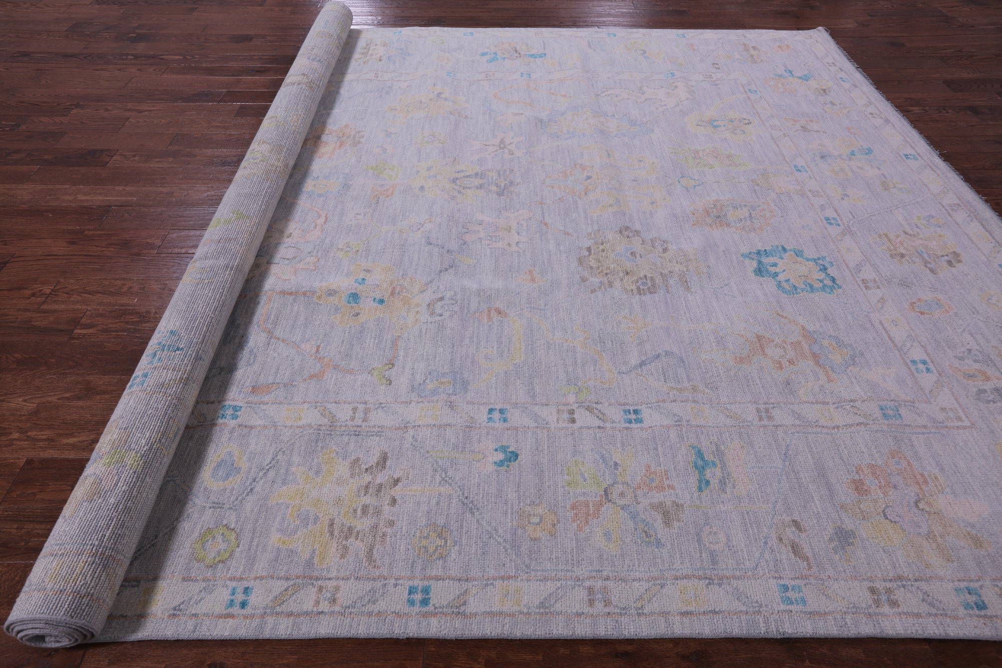 Silver Turkish Oushak Hand Knotted Wool Rug - 9' 11" X 13' 10" - Golden Nile