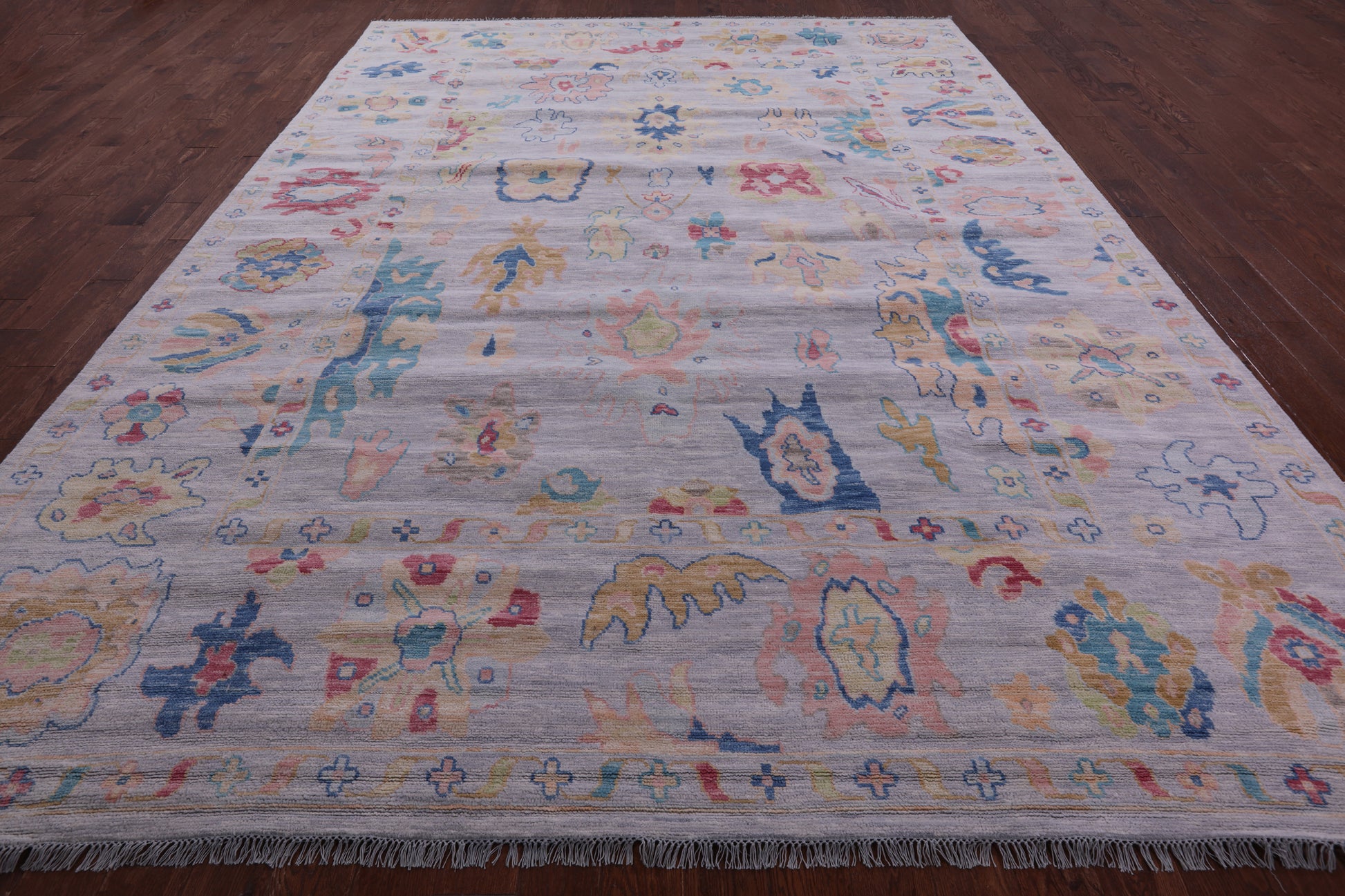 Grey Turkish Oushak Hand Knotted Wool Rug - 10' 1" X 13' 11" - Golden Nile