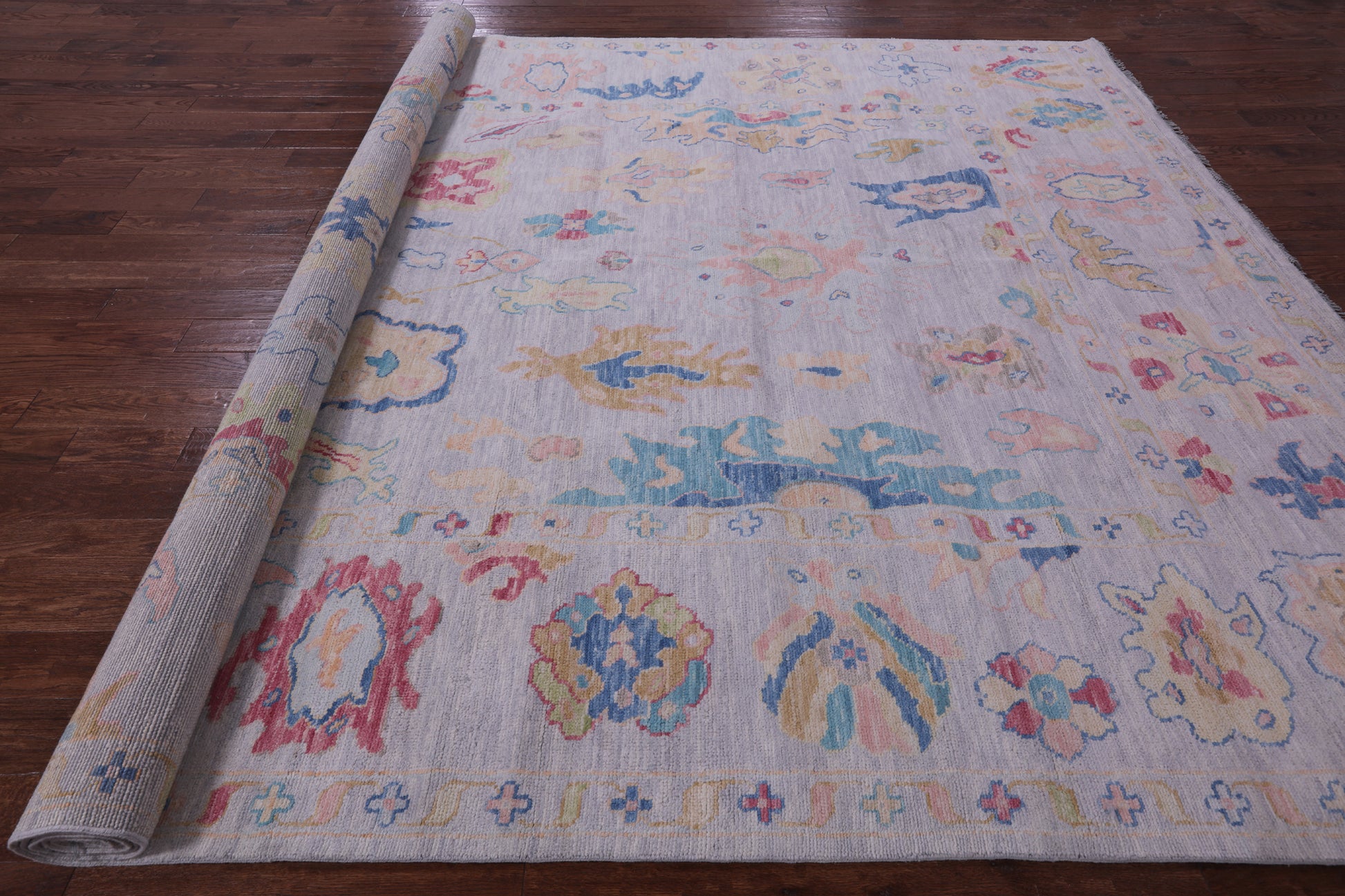 Grey Turkish Oushak Hand Knotted Wool Rug - 10' 1" X 13' 11" - Golden Nile