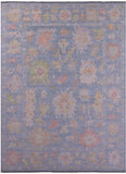 Blue Turkish Oushak Hand Knotted Wool Rug - 10' 0" X 13' 9" - Golden Nile