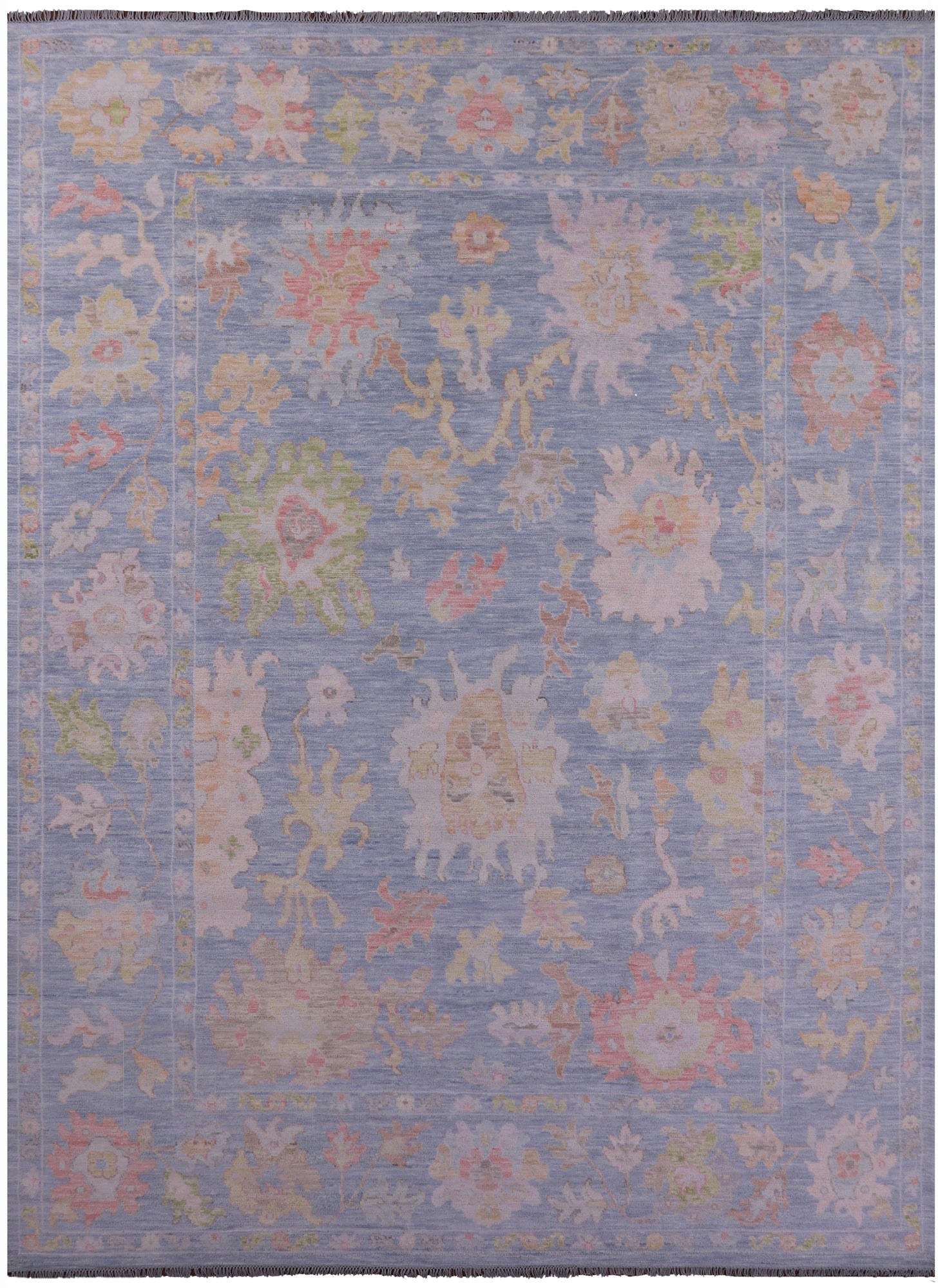 Blue Turkish Oushak Hand Knotted Wool Rug - 10' 0" X 13' 9" - Golden Nile