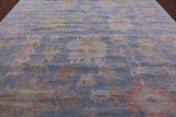 Blue Turkish Oushak Hand Knotted Wool Rug - 10' 0" X 13' 9" - Golden Nile