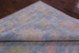 Blue Turkish Oushak Hand Knotted Wool Rug - 10' 0" X 13' 9" - Golden Nile