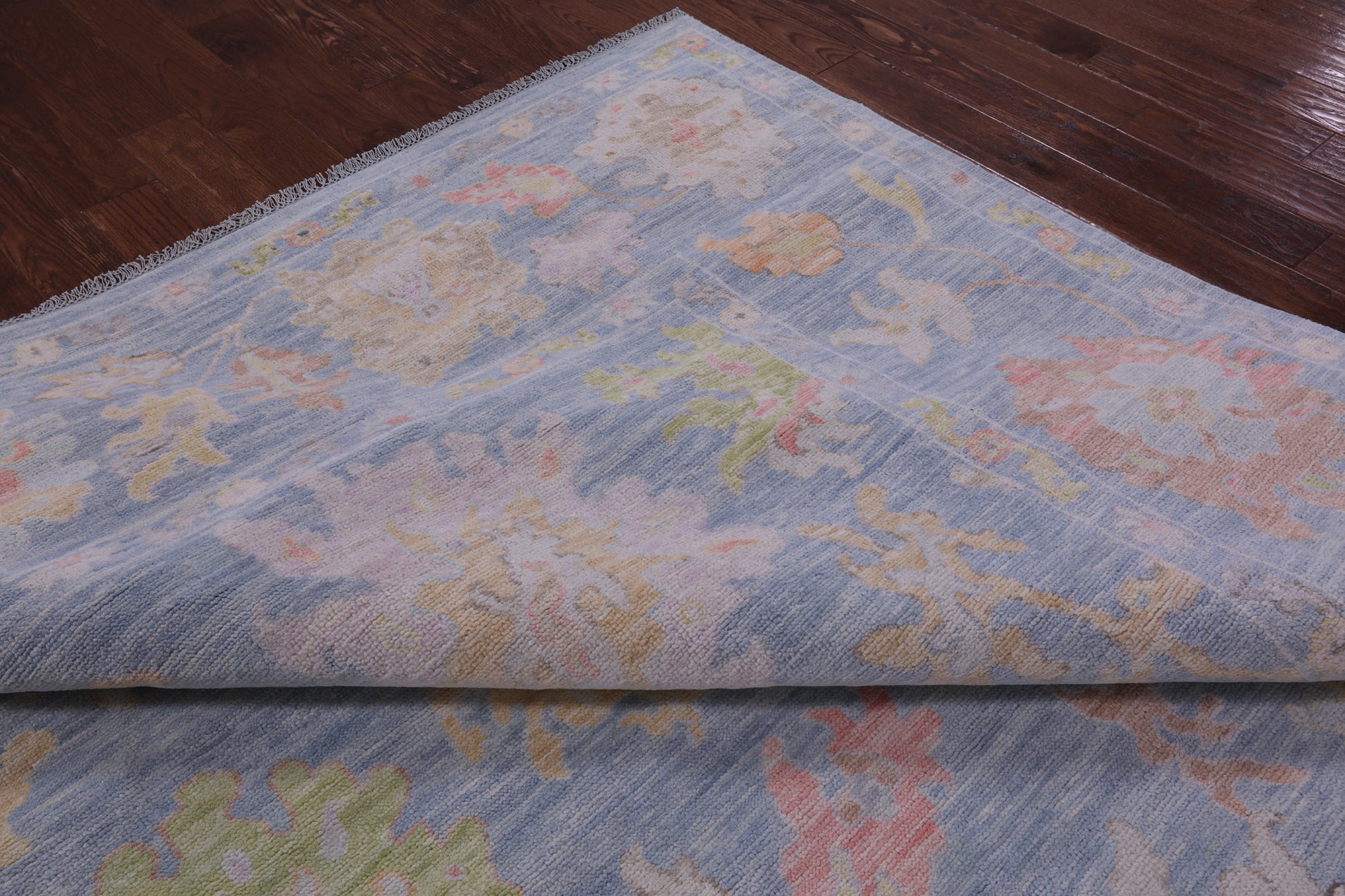 Blue Turkish Oushak Hand Knotted Wool Rug - 10' 0" X 13' 9" - Golden Nile