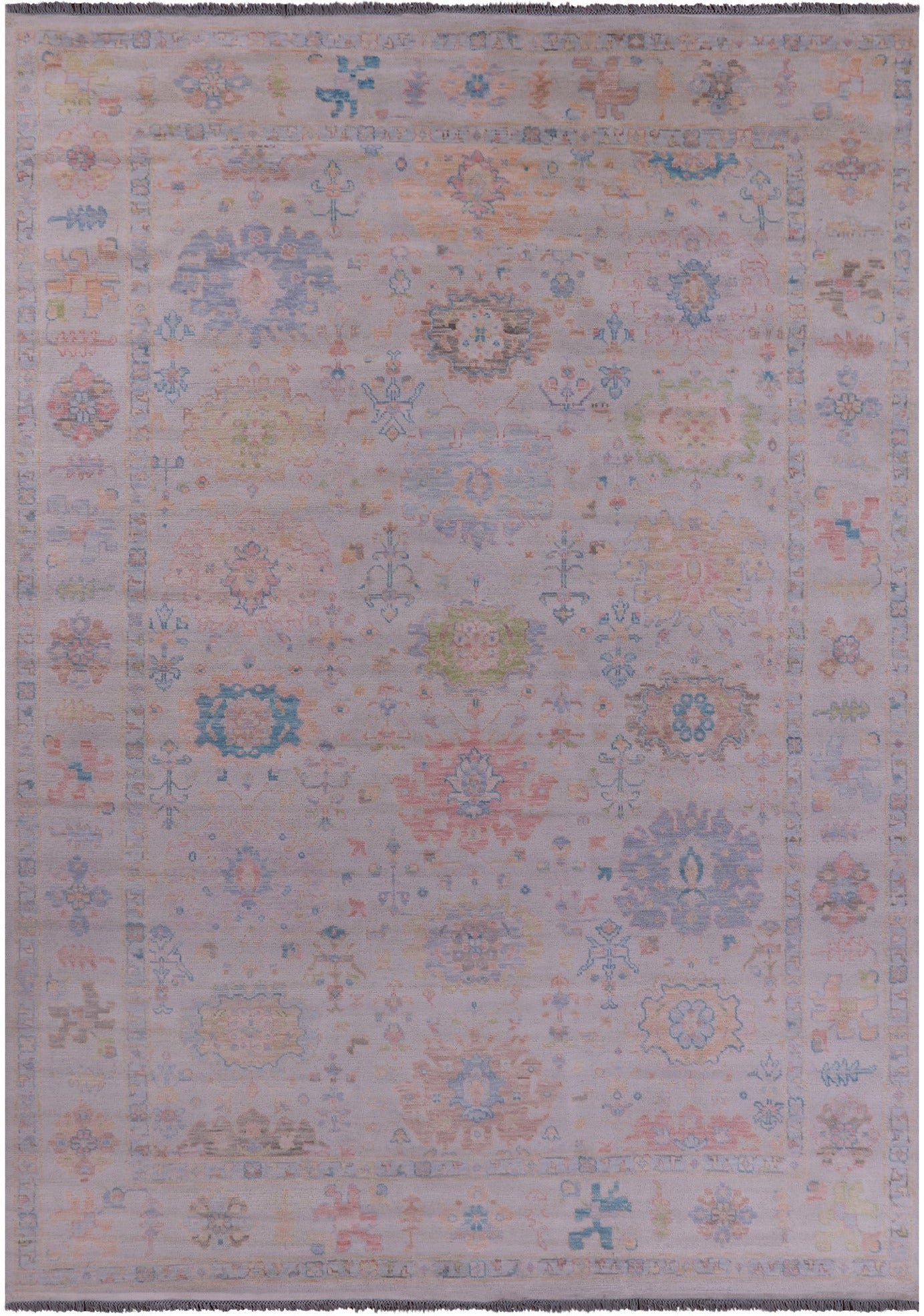 Ivory Turkish Oushak Handmade Wool Rug - 10' 1" X 14' 0" - Golden Nile