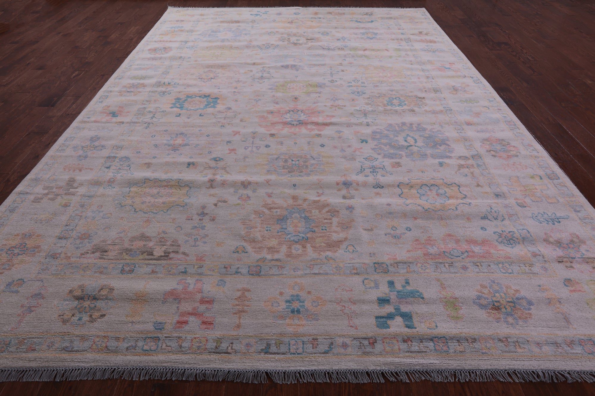 Ivory Turkish Oushak Handmade Wool Rug - 10' 1" X 14' 0" - Golden Nile