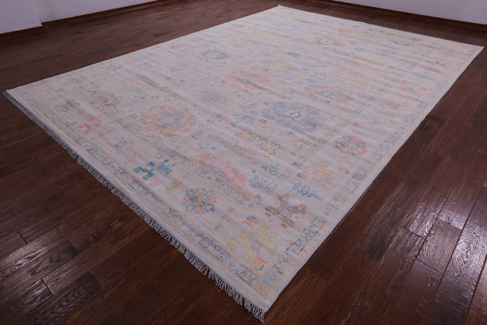 Ivory Turkish Oushak Handmade Wool Rug - 10' 1" X 14' 0" - Golden Nile