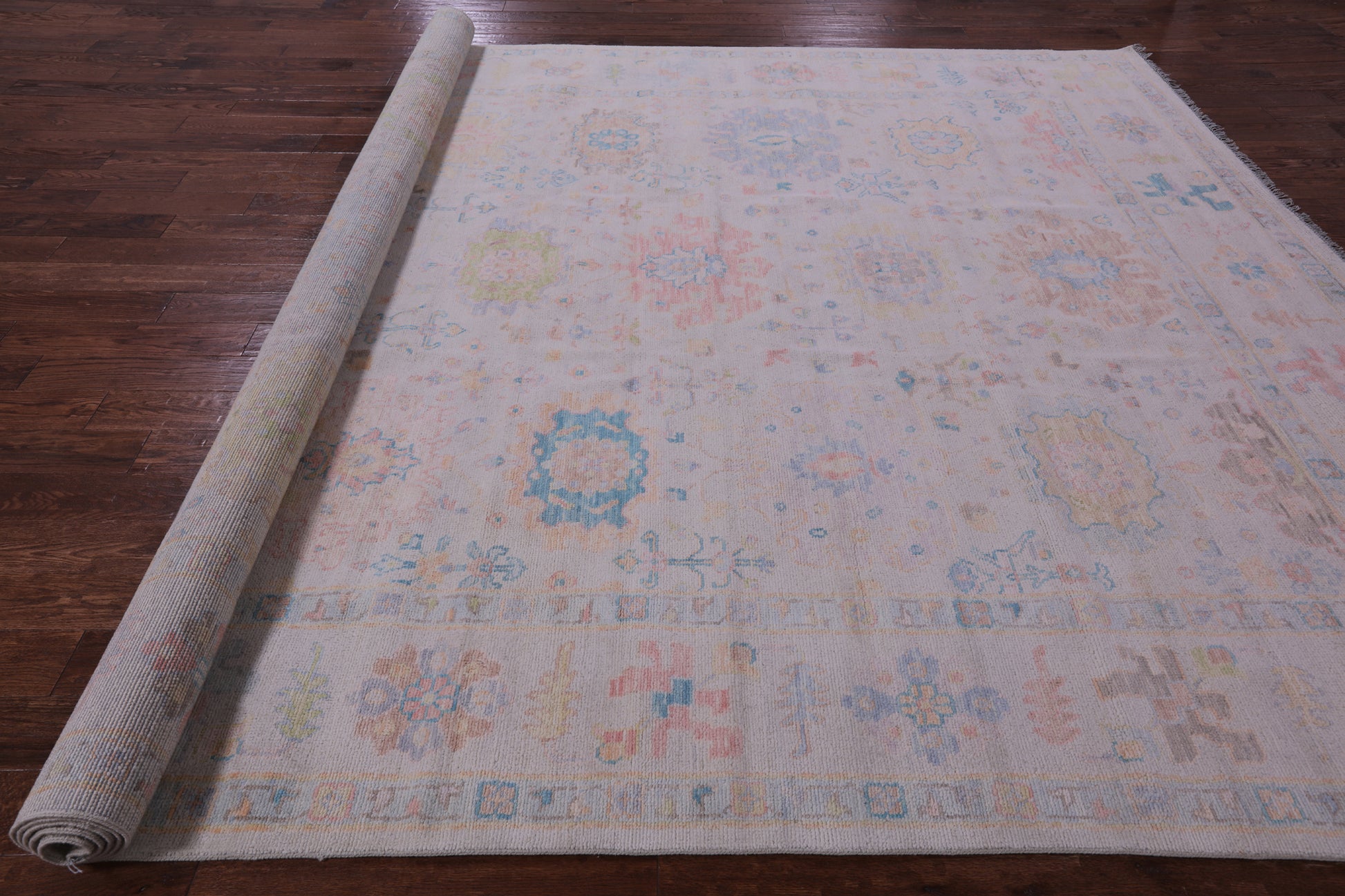 Ivory Turkish Oushak Handmade Wool Rug - 10' 1" X 14' 0" - Golden Nile