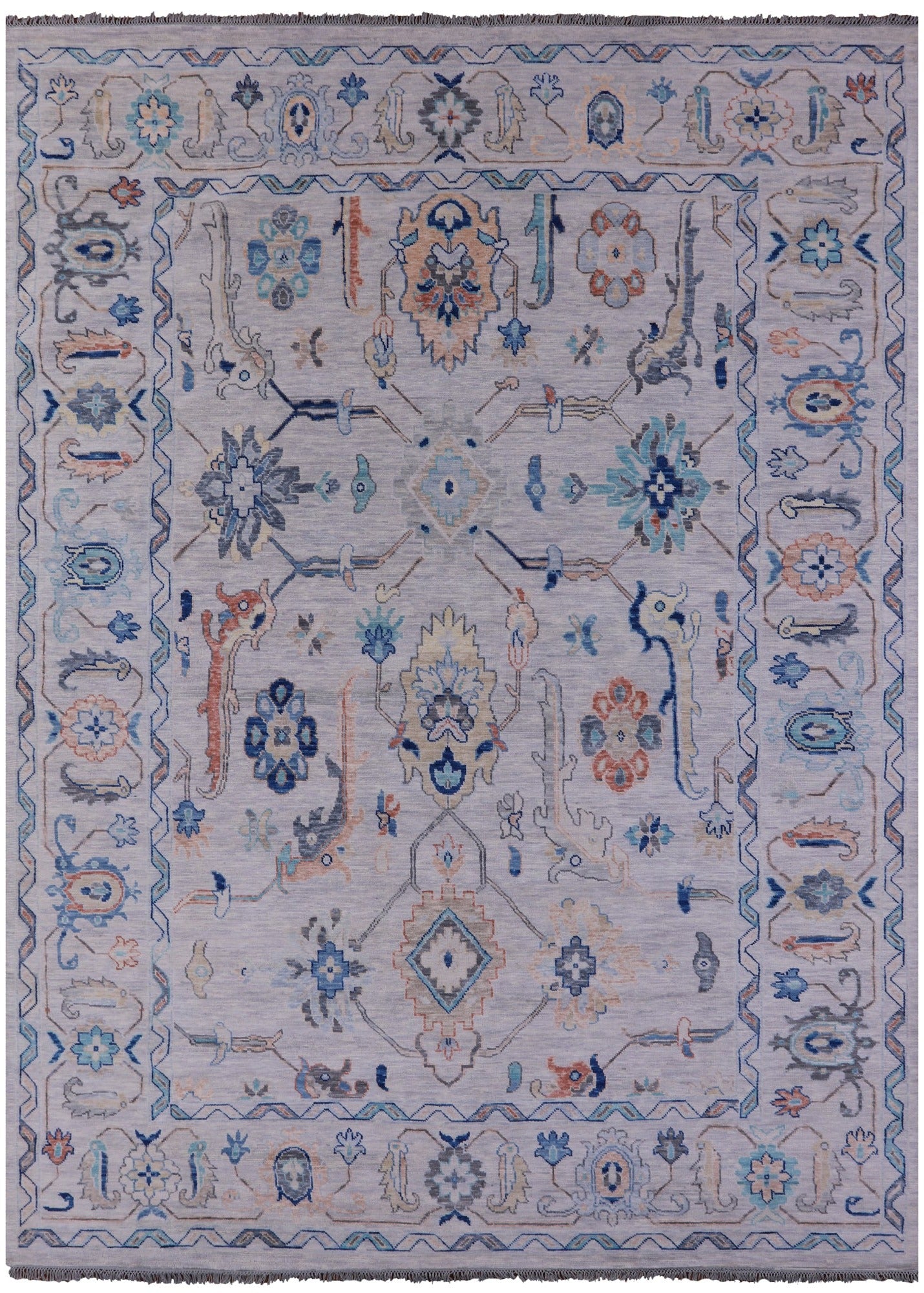 Grey Turkish Oushak Hand Knotted Wool Rug - 10' 3" X 13' 11" - Golden Nile