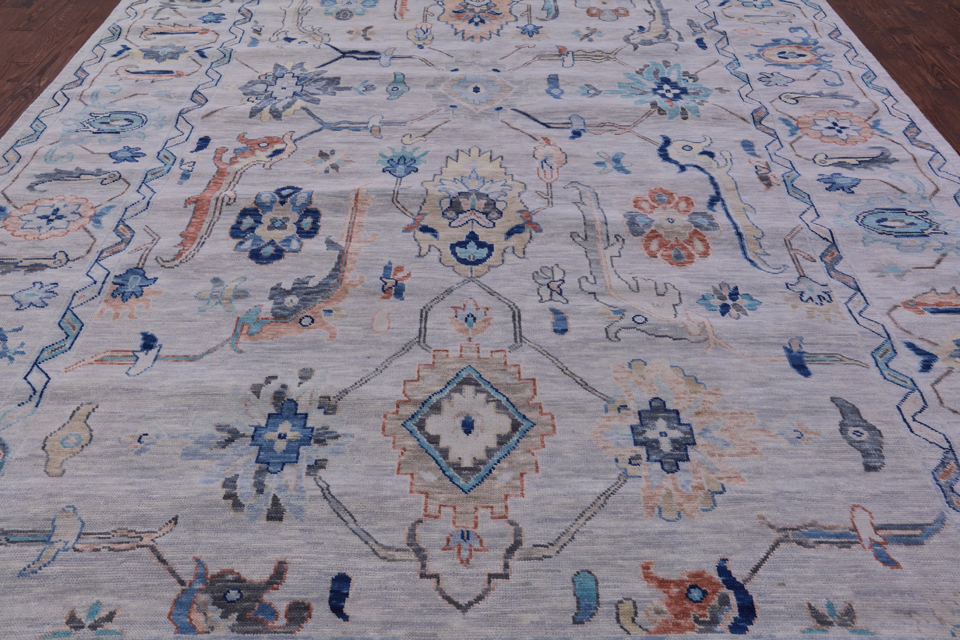 Grey Turkish Oushak Hand Knotted Wool Rug - 10' 3" X 13' 11" - Golden Nile