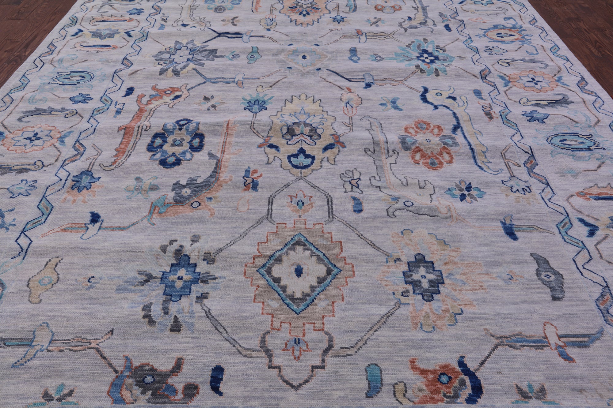 Grey Turkish Oushak Hand Knotted Wool Rug - 10' 3" X 13' 11" - Golden Nile