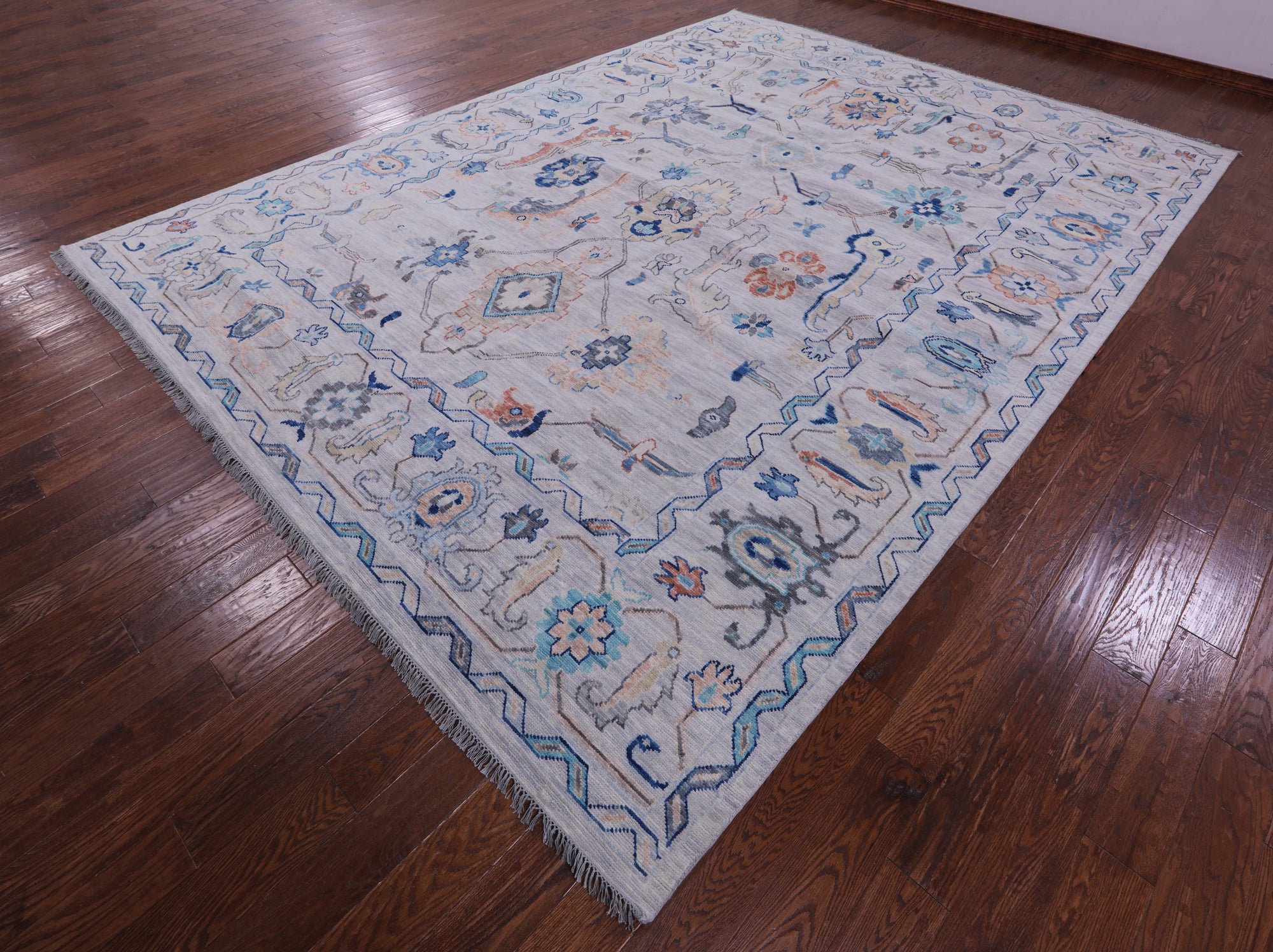 Grey Turkish Oushak Hand Knotted Wool Rug - 10' 3" X 13' 11" - Golden Nile