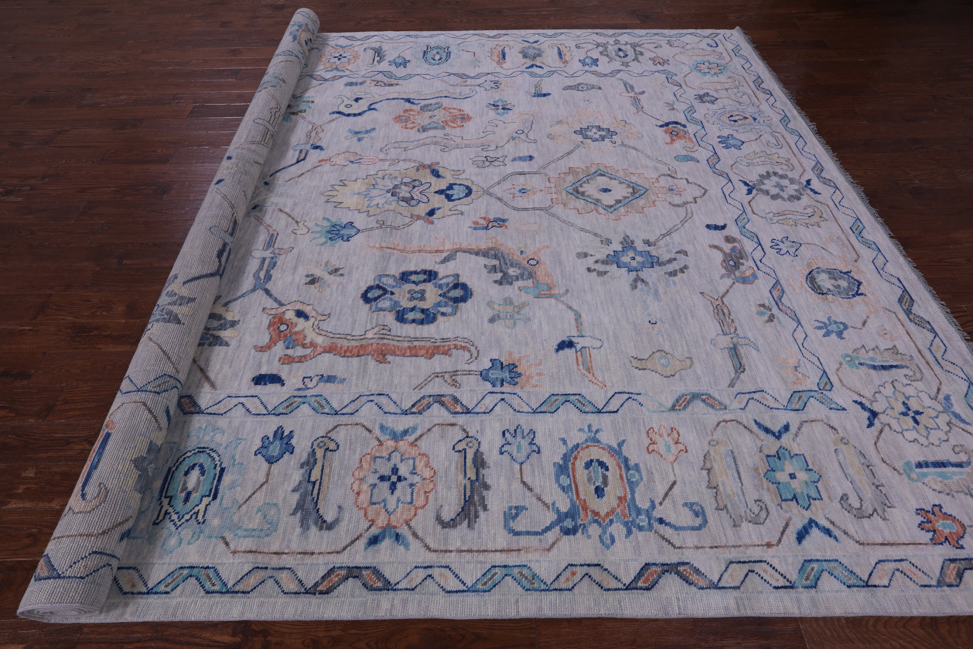 Grey Turkish Oushak Hand Knotted Wool Rug - 10' 3" X 13' 11" - Golden Nile
