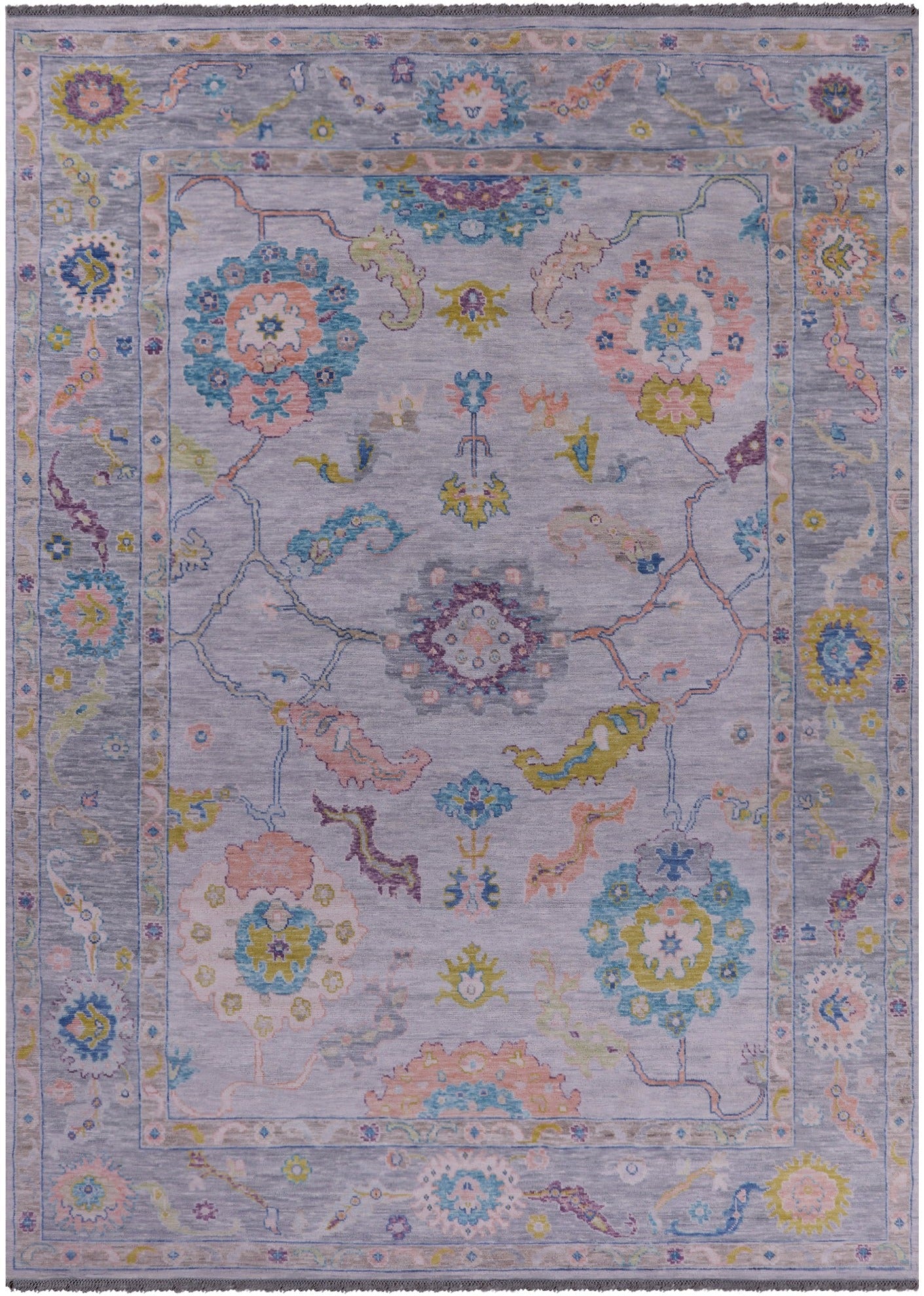 Grey Turkish Oushak Hand Knotted Wool Rug - 10' 2" X 14' 0" - Golden Nile