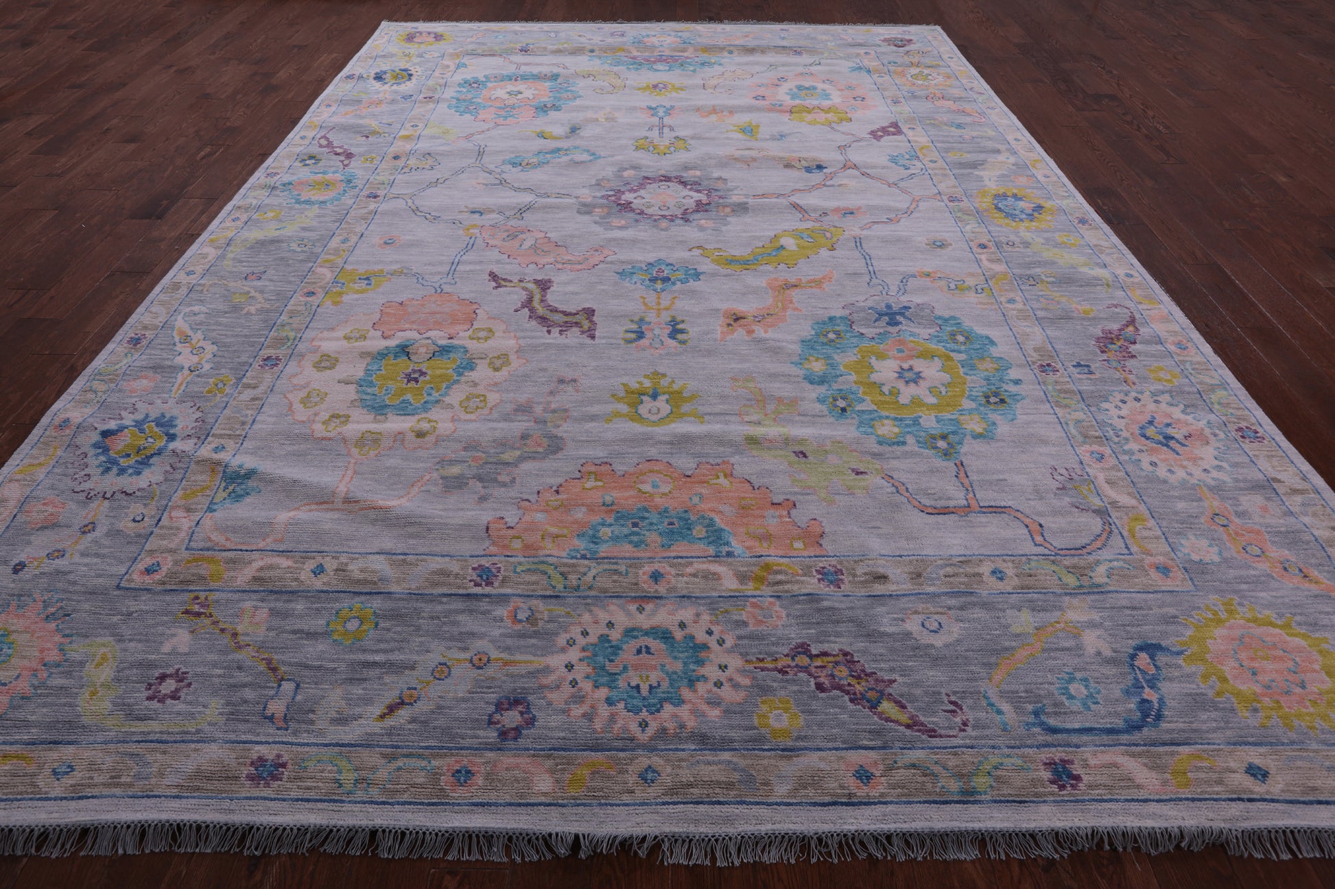 Grey Turkish Oushak Hand Knotted Wool Rug - 10' 2" X 14' 0" - Golden Nile