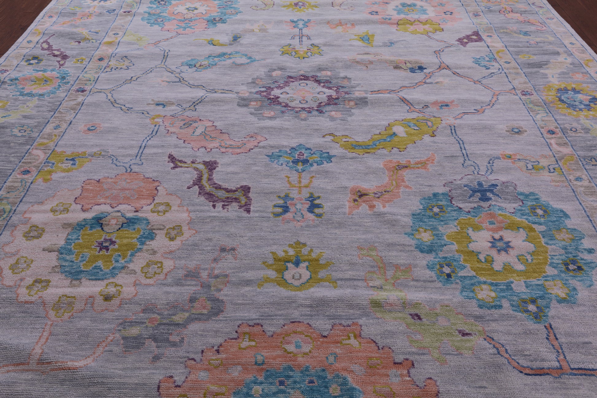 Grey Turkish Oushak Hand Knotted Wool Rug - 10' 2" X 14' 0" - Golden Nile