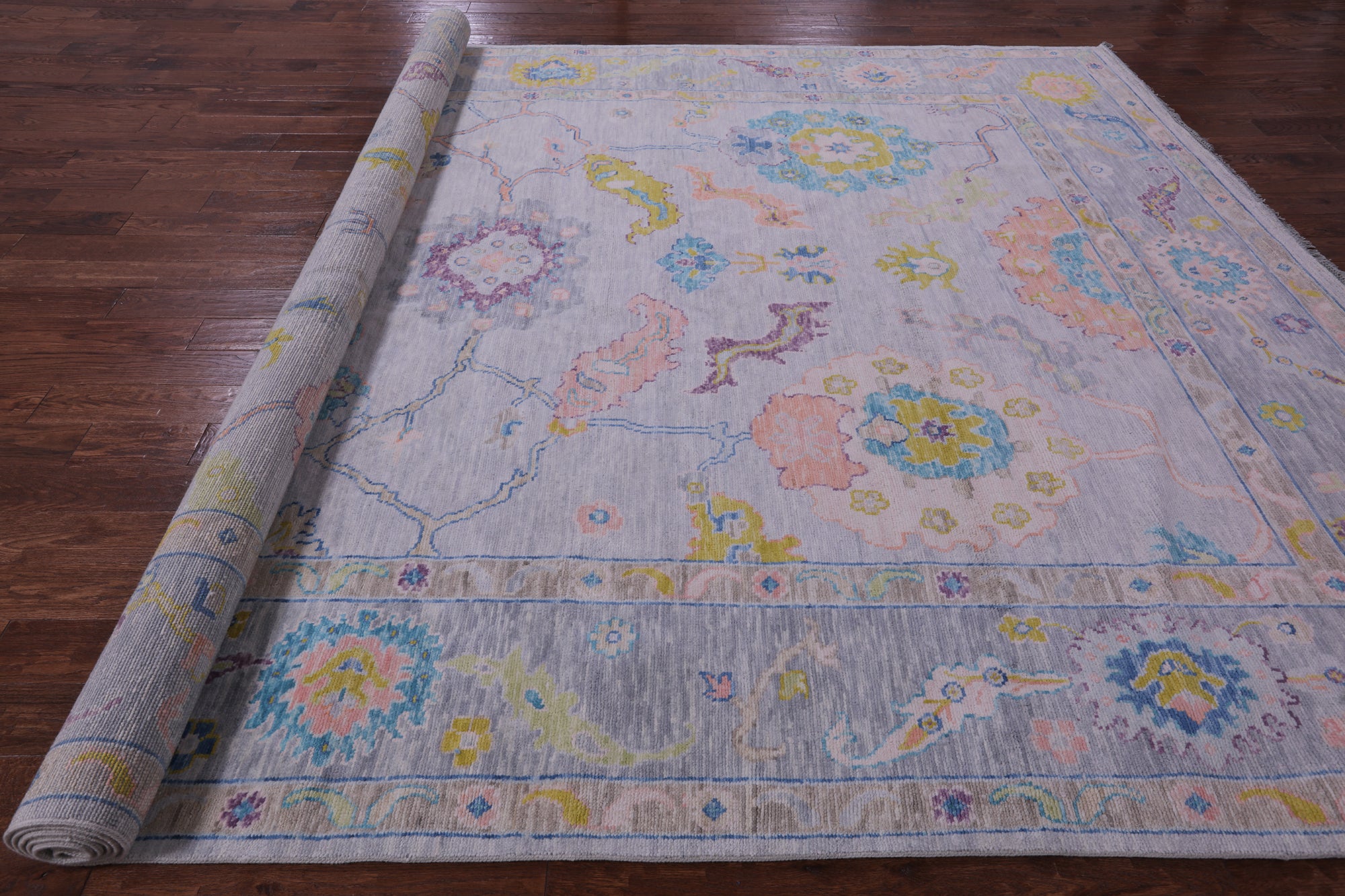 Grey Turkish Oushak Hand Knotted Wool Rug - 10' 2" X 14' 0" - Golden Nile