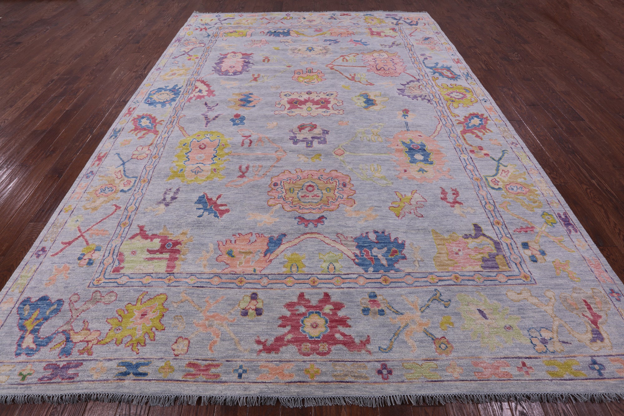 Grey Turkish Oushak Hand Knotted Wool Rug - 10' 1" X 13' 9" - Golden Nile