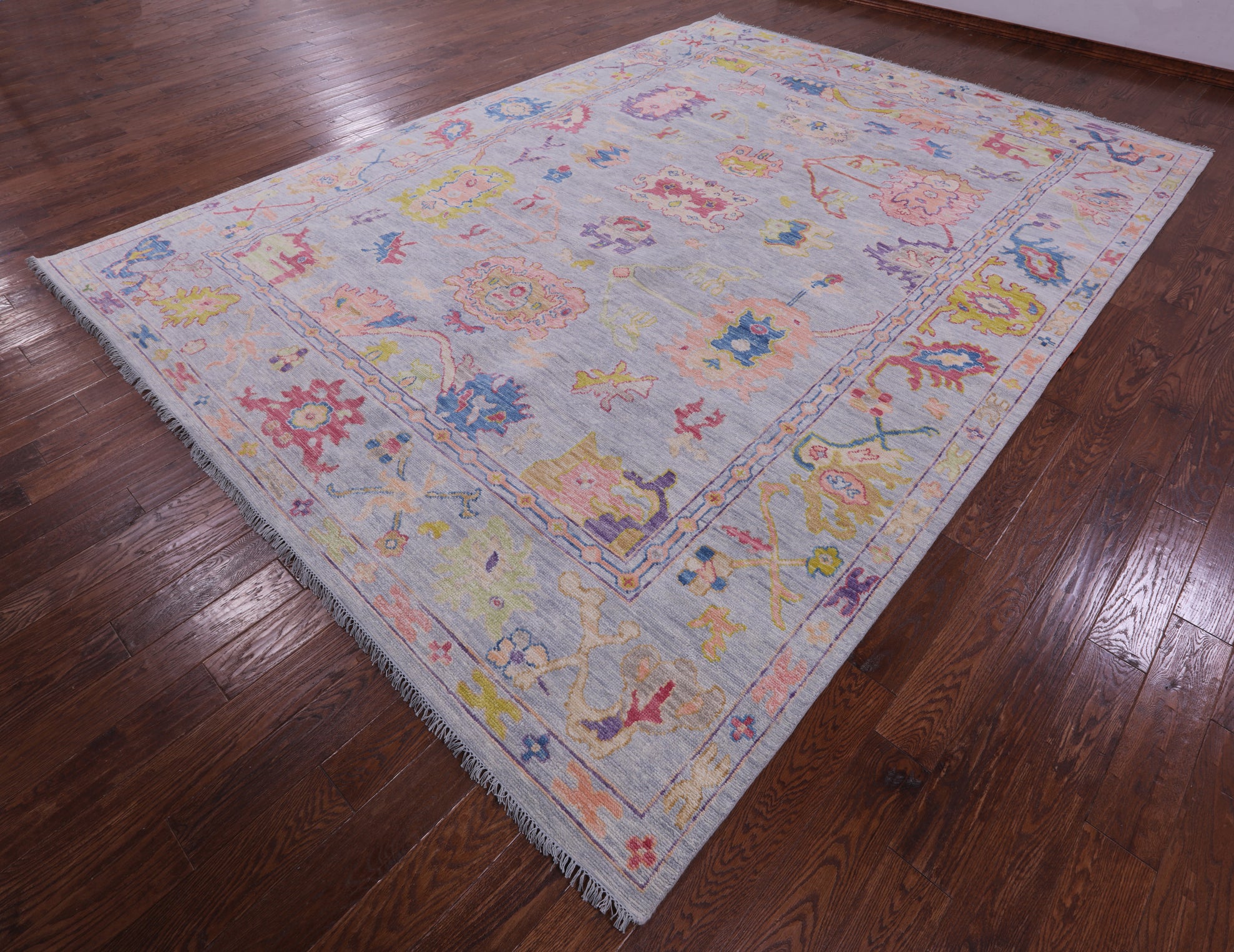 Grey Turkish Oushak Hand Knotted Wool Rug - 10' 1" X 13' 9" - Golden Nile