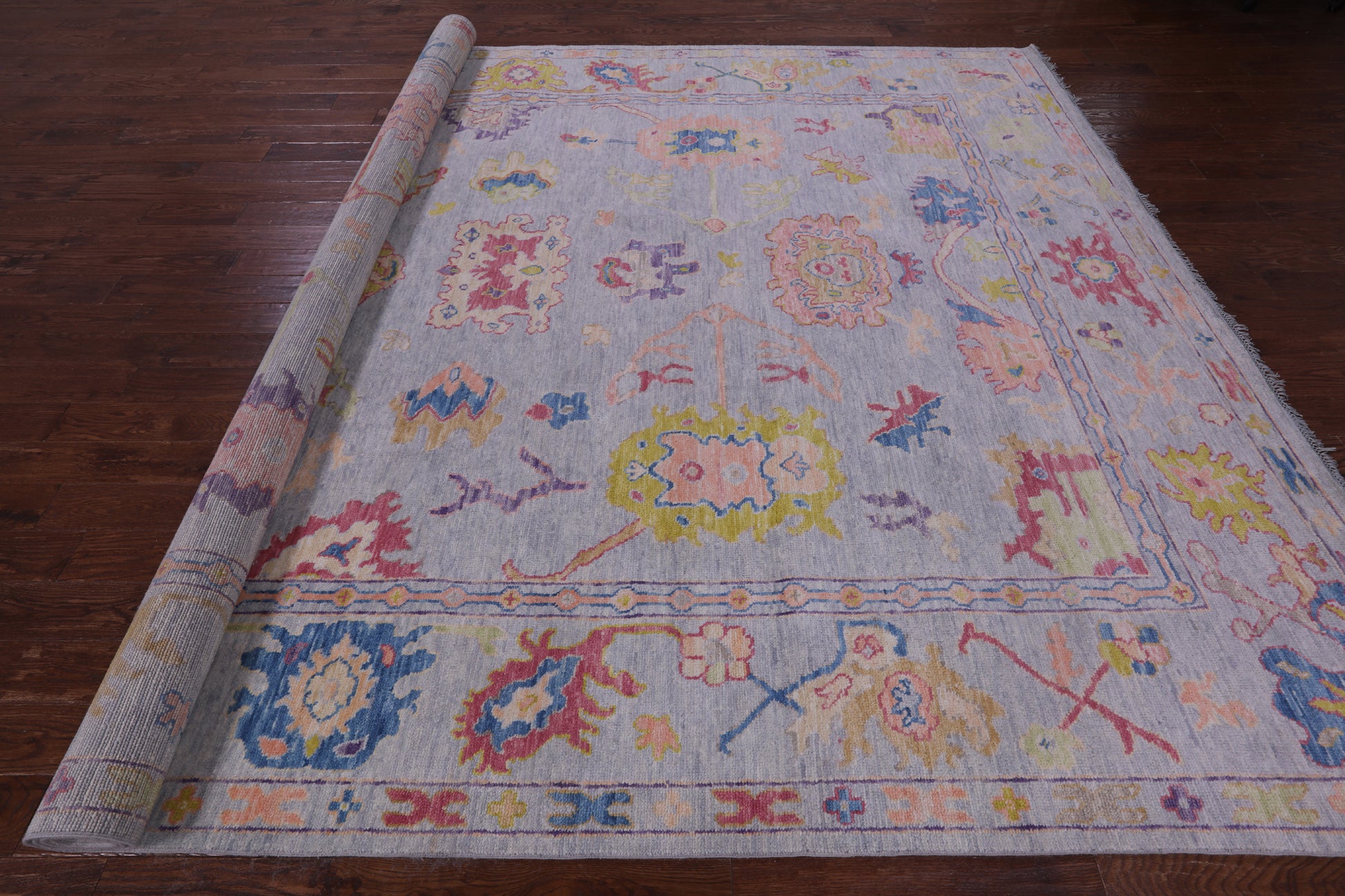 Grey Turkish Oushak Hand Knotted Wool Rug - 10' 1" X 13' 9" - Golden Nile