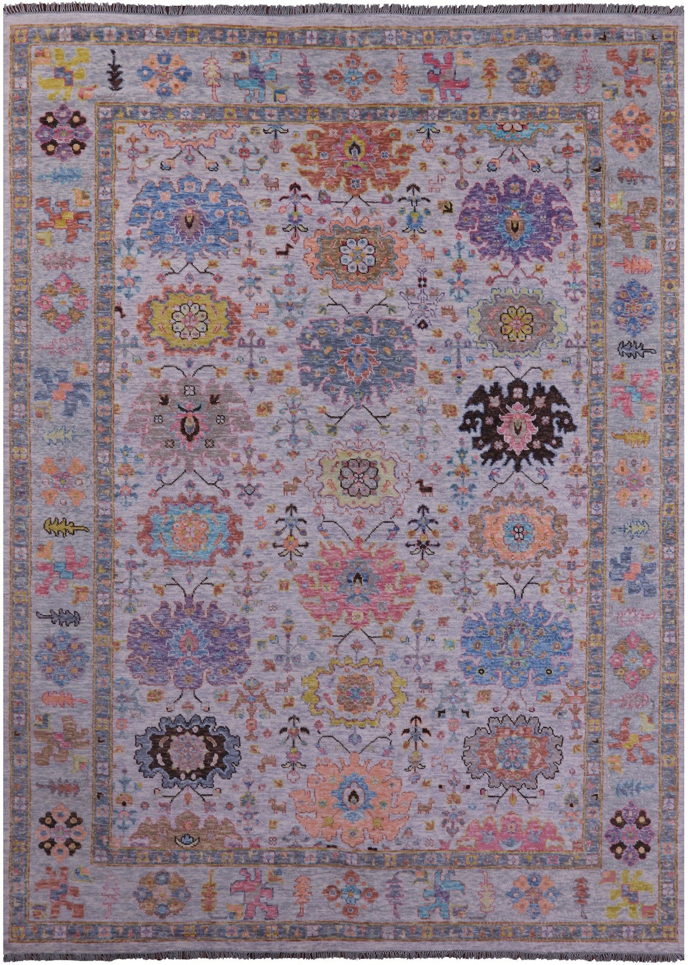 Grey Turkish Oushak Hand Knotted Wool Rug - 10' 2" X 13' 11" - Golden Nile