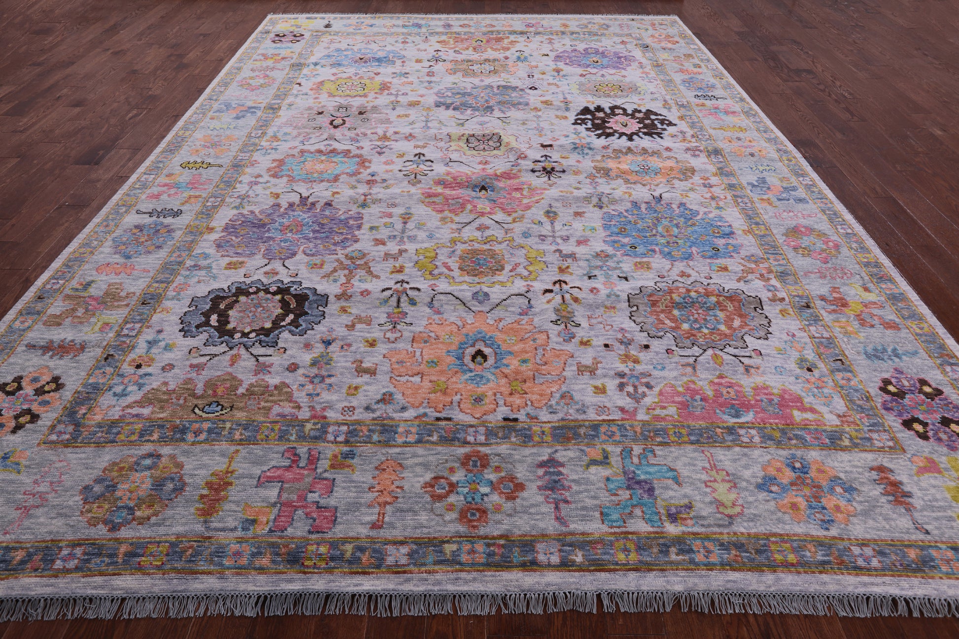 Grey Turkish Oushak Hand Knotted Wool Rug - 10' 2" X 13' 11" - Golden Nile