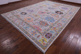 Grey Turkish Oushak Hand Knotted Wool Rug - 10' 2" X 13' 11" - Golden Nile