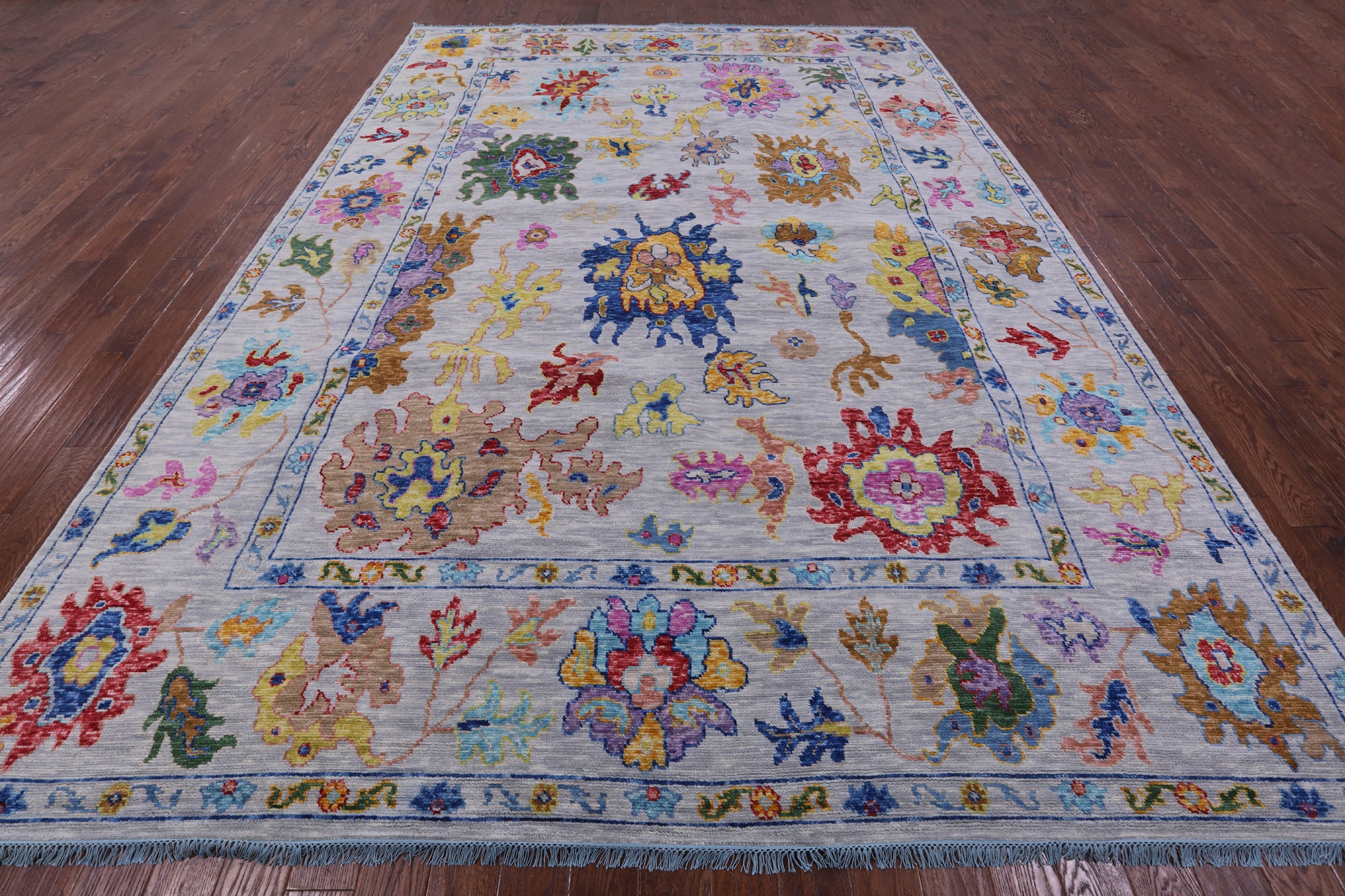 Grey Turkish Oushak Hand Knotted Wool Rug - 10' 2" X 14' 0" - Golden Nile