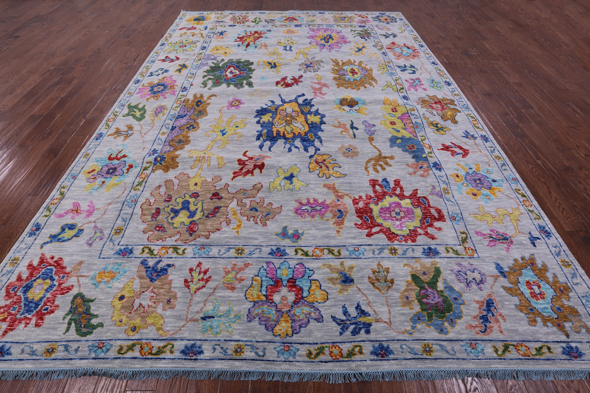 Grey Turkish Oushak Hand Knotted Wool Rug - 10' 2" X 14' 0" - Golden Nile