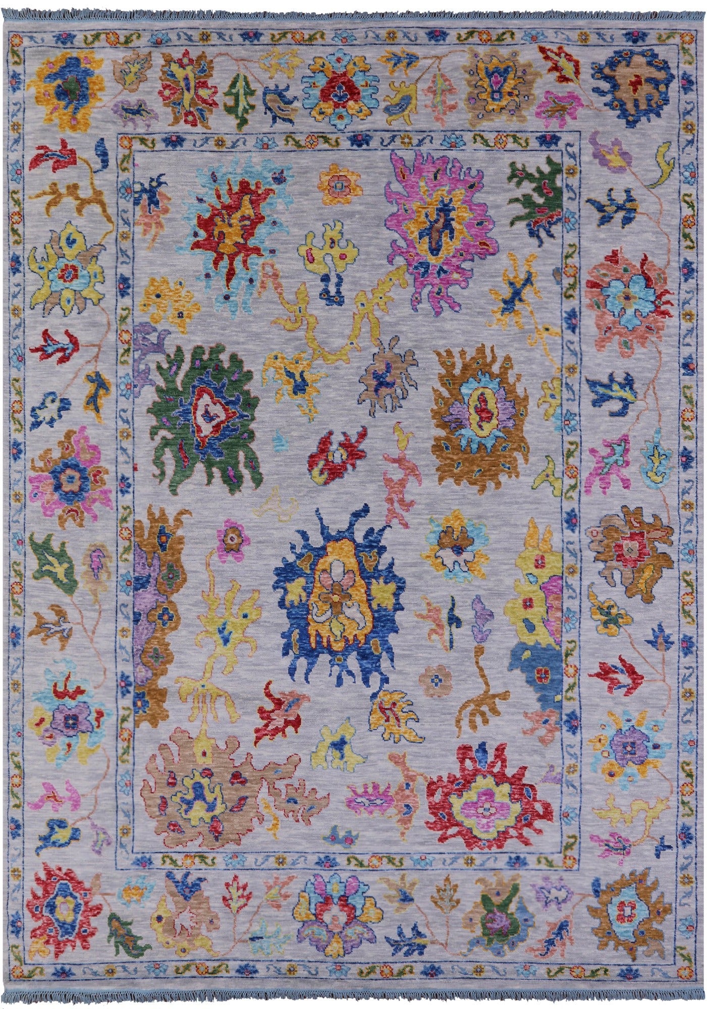 Grey Turkish Oushak Hand Knotted Wool Rug - 10' 2" X 14' 0" - Golden Nile