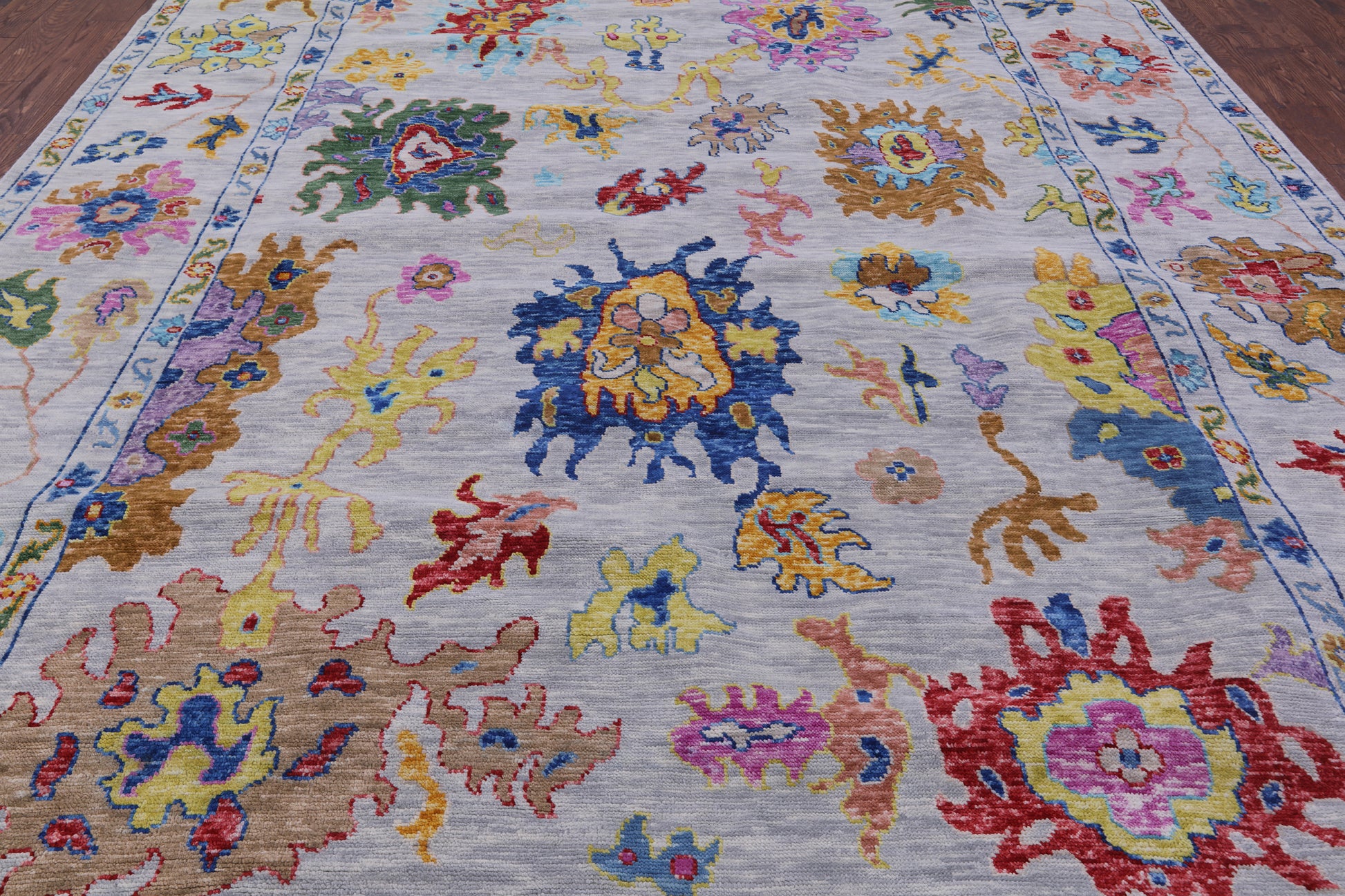 Grey Turkish Oushak Hand Knotted Wool Rug - 10' 2" X 14' 0" - Golden Nile