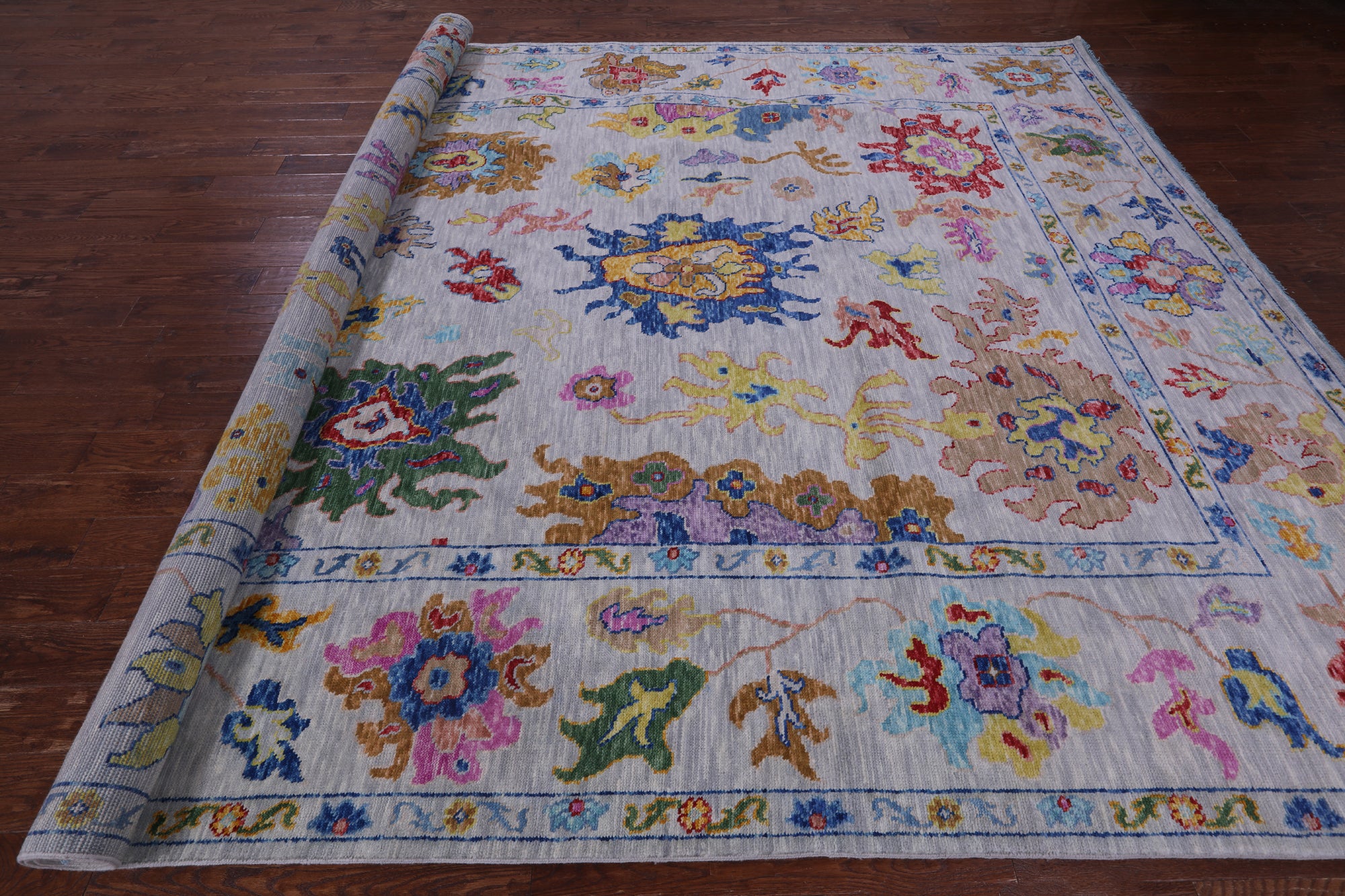 Grey Turkish Oushak Hand Knotted Wool Rug - 10' 2" X 14' 0" - Golden Nile