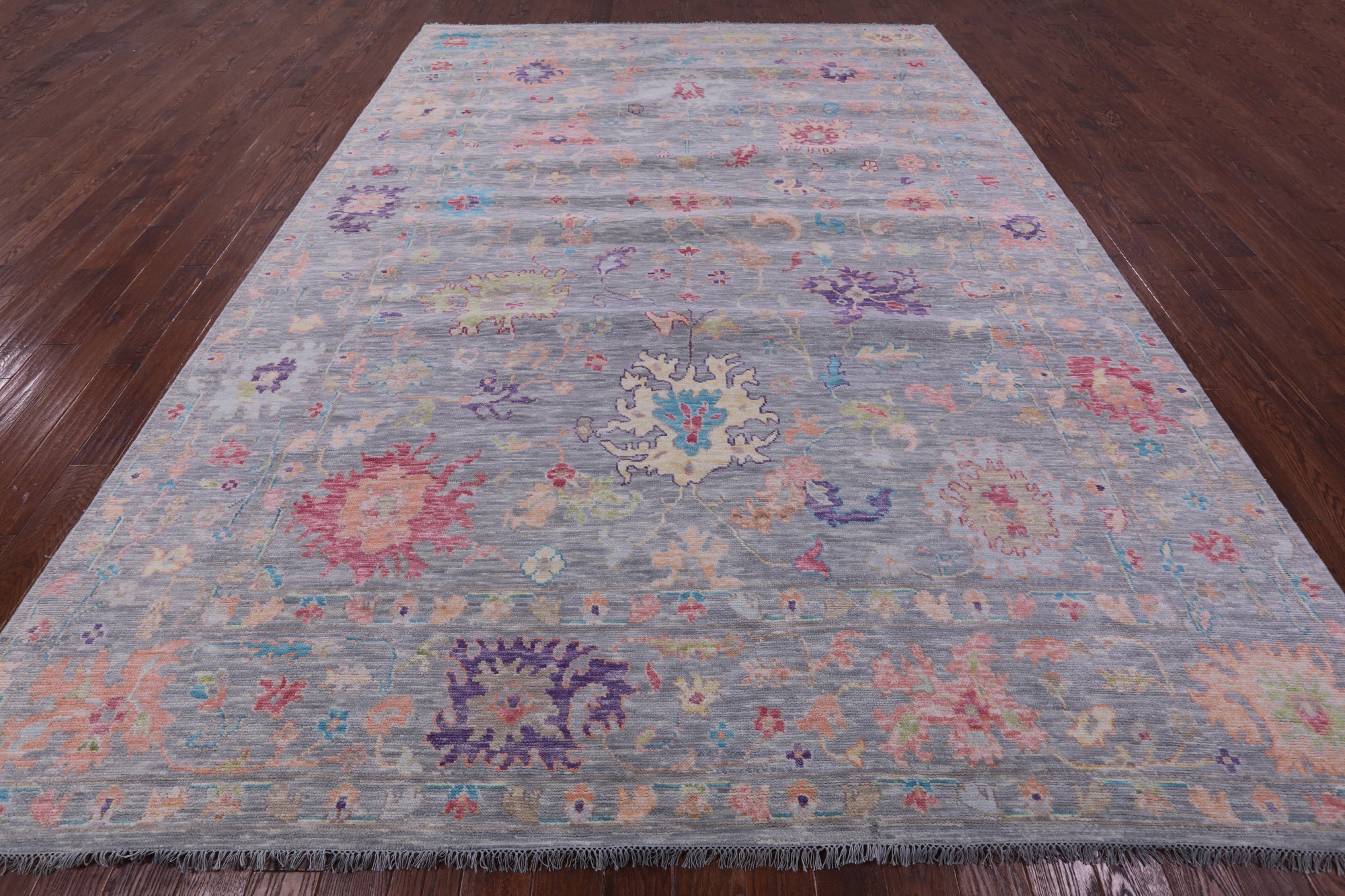 Grey Turkish Oushak Hand Knotted Wool Rug - 10' 2" X 13' 11" - Golden Nile